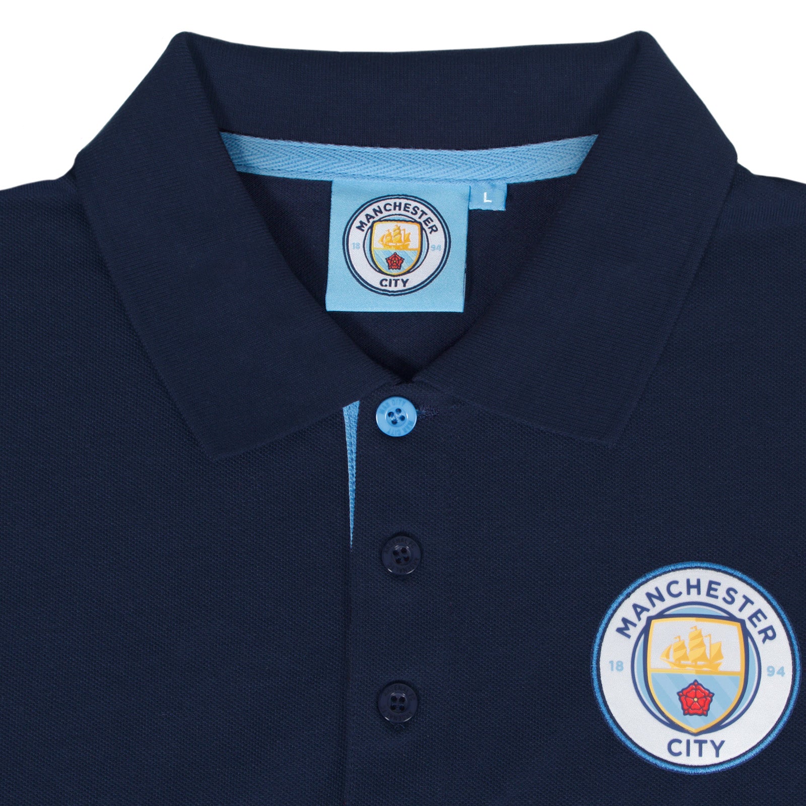 Man City kids polo shirt in grey with club crest to the chest.
