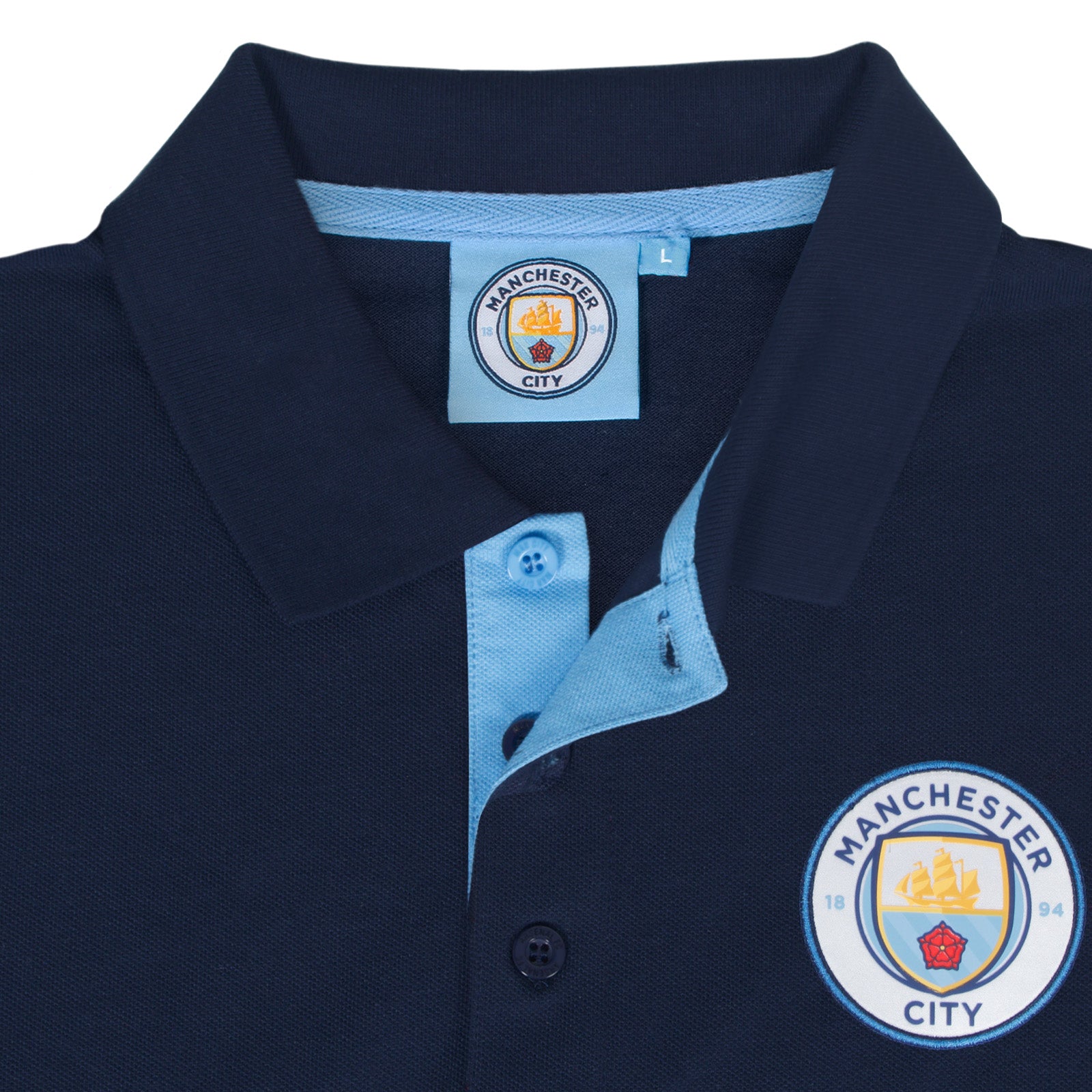 Man City kids polo shirt in grey with club crest to the chest.