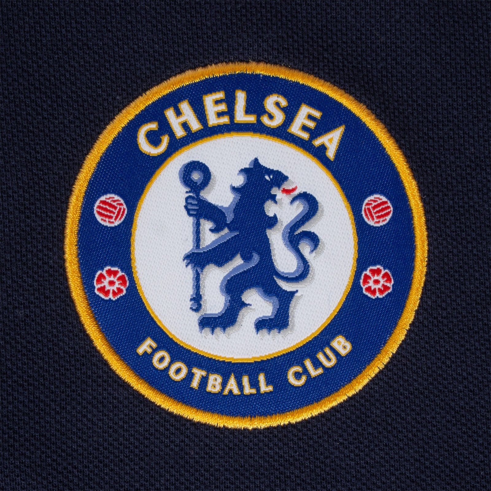 Chelsea polo shirt for kids in navy blue with club crest to chest.