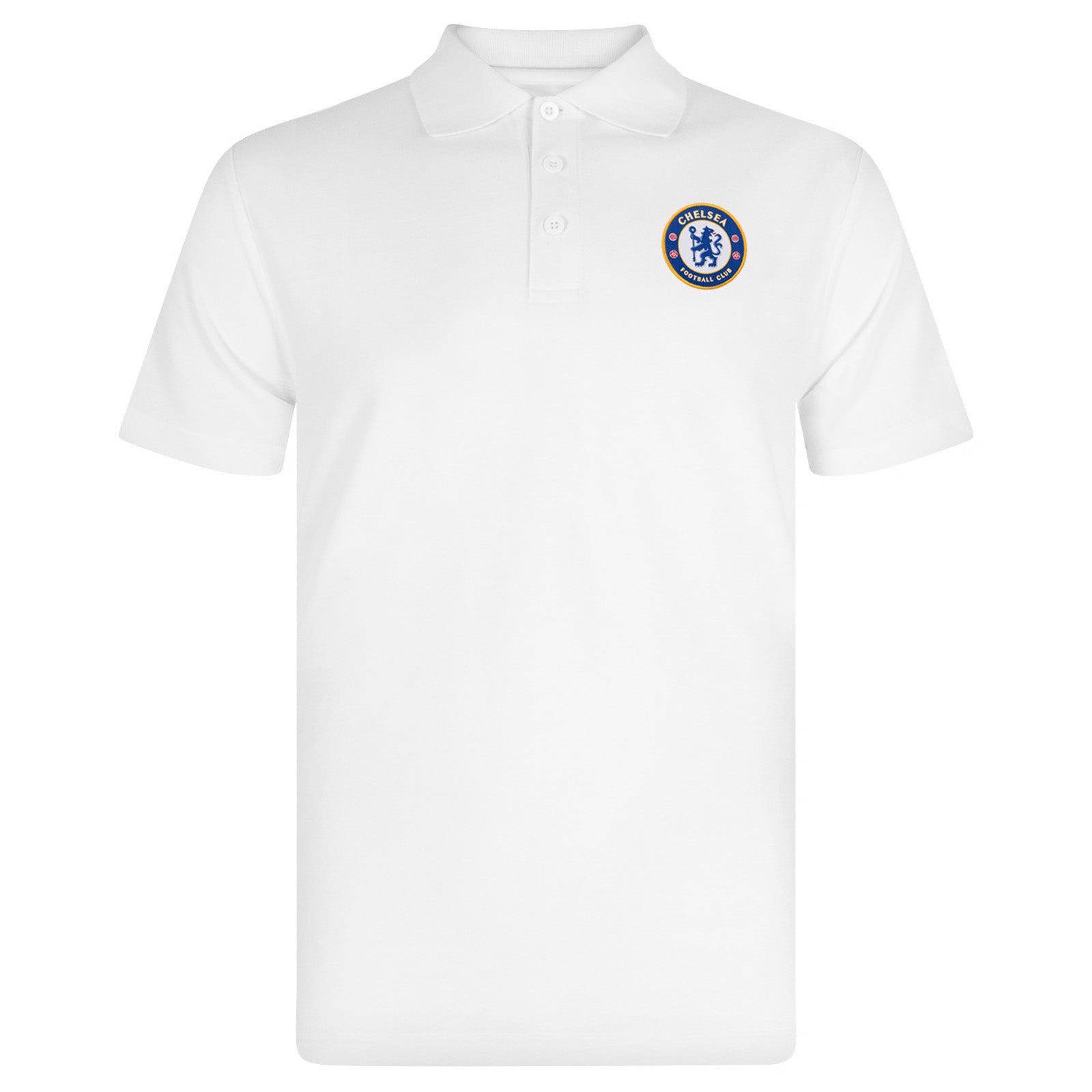 Chelsea adults polo shirt in white with club crest to chest
