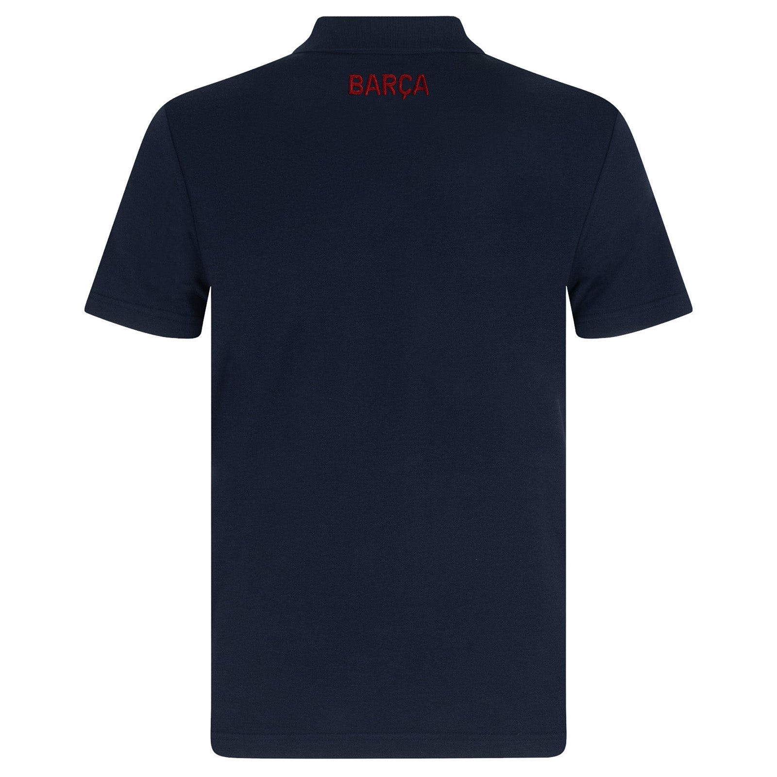 FC Barcelona adults polo shirt in navy blue with FCB logo and 3D Barca text to chest