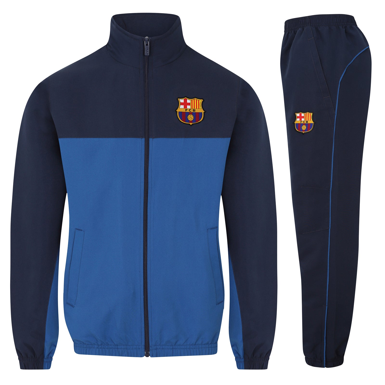 FC Barcelona kids tracksuit in reflex blue with club crest to chest and left thigh