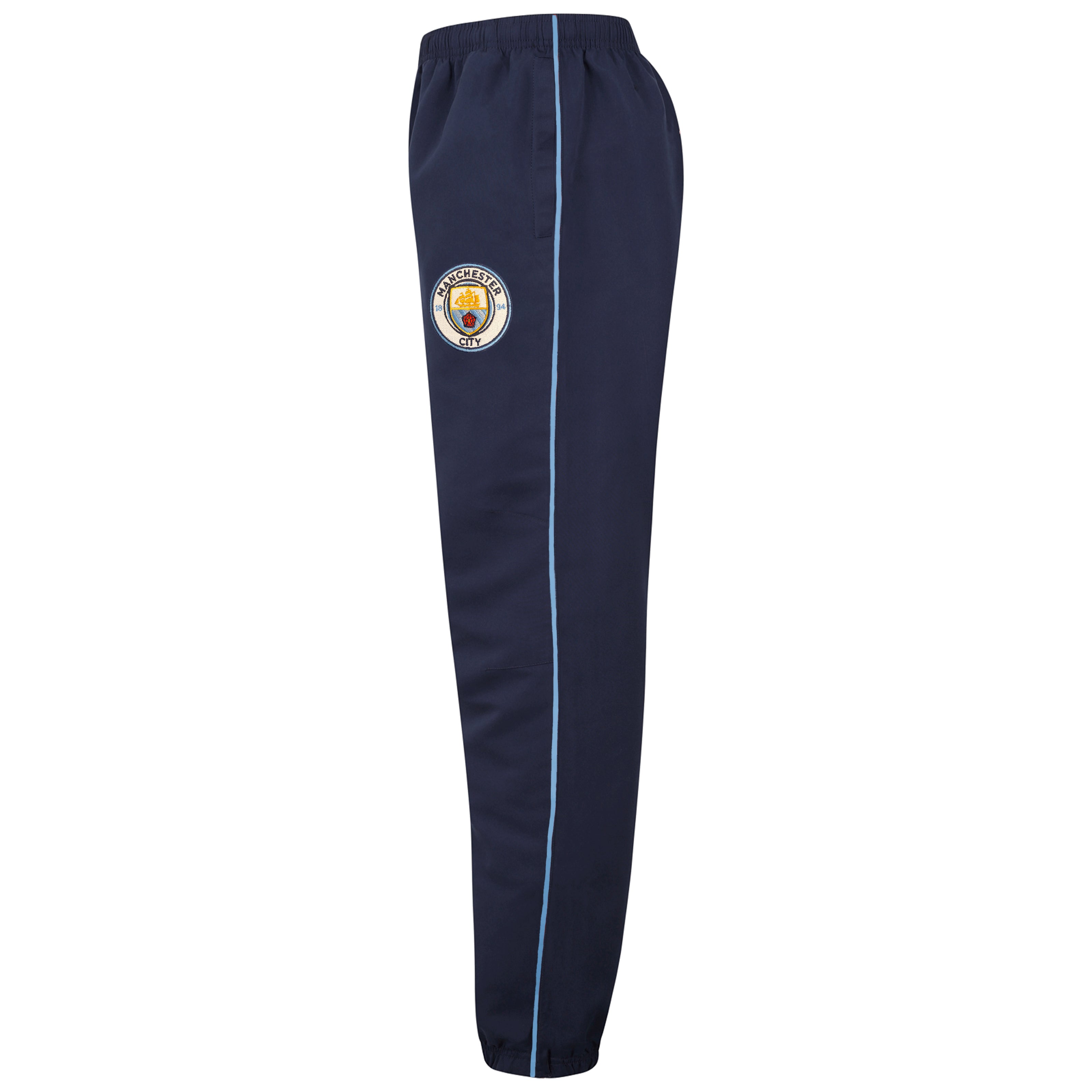 Man City kids tracksuit in navy blue with club crest to chest and left thigh