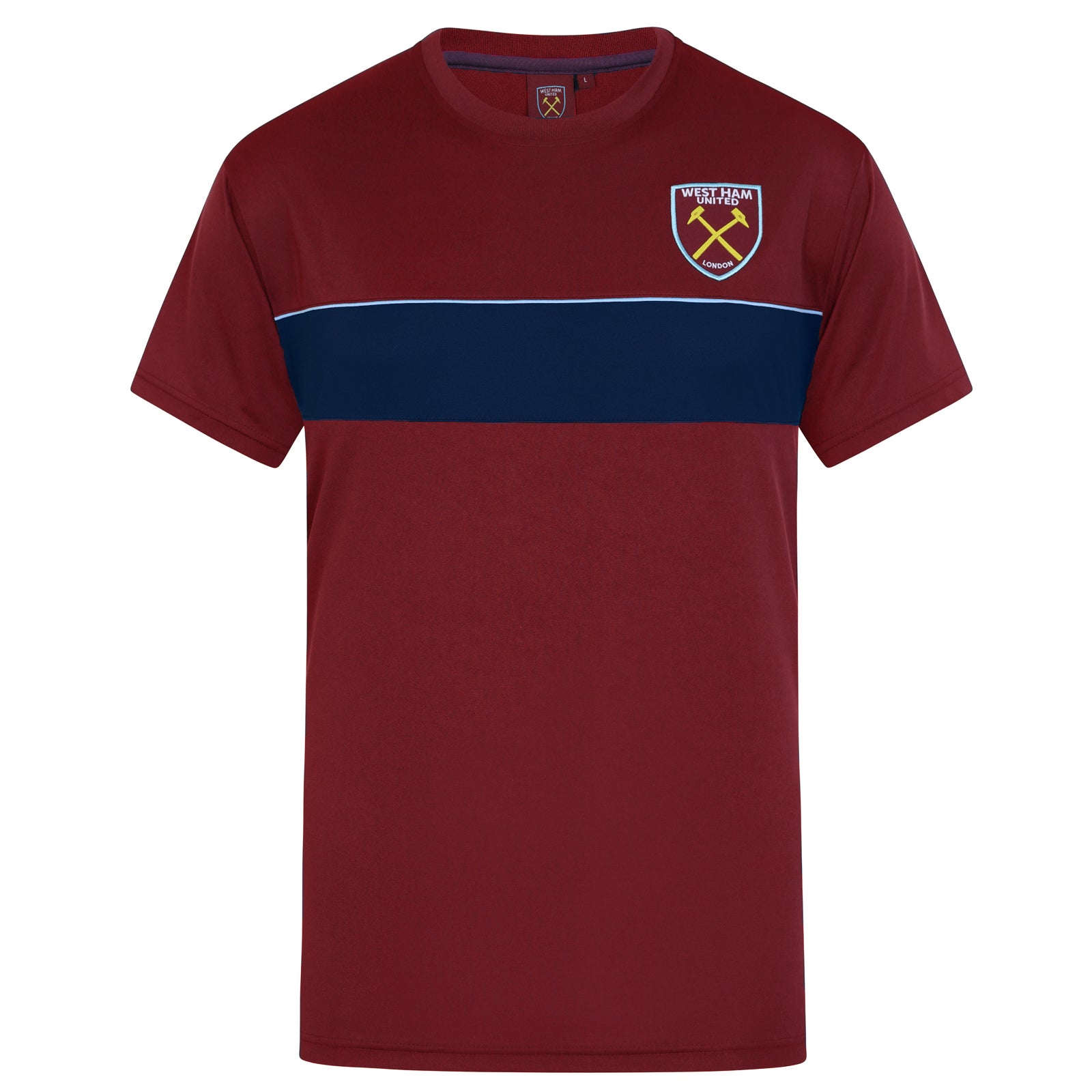 West Ham adults poly T-shirt in black marl with club crest to chest