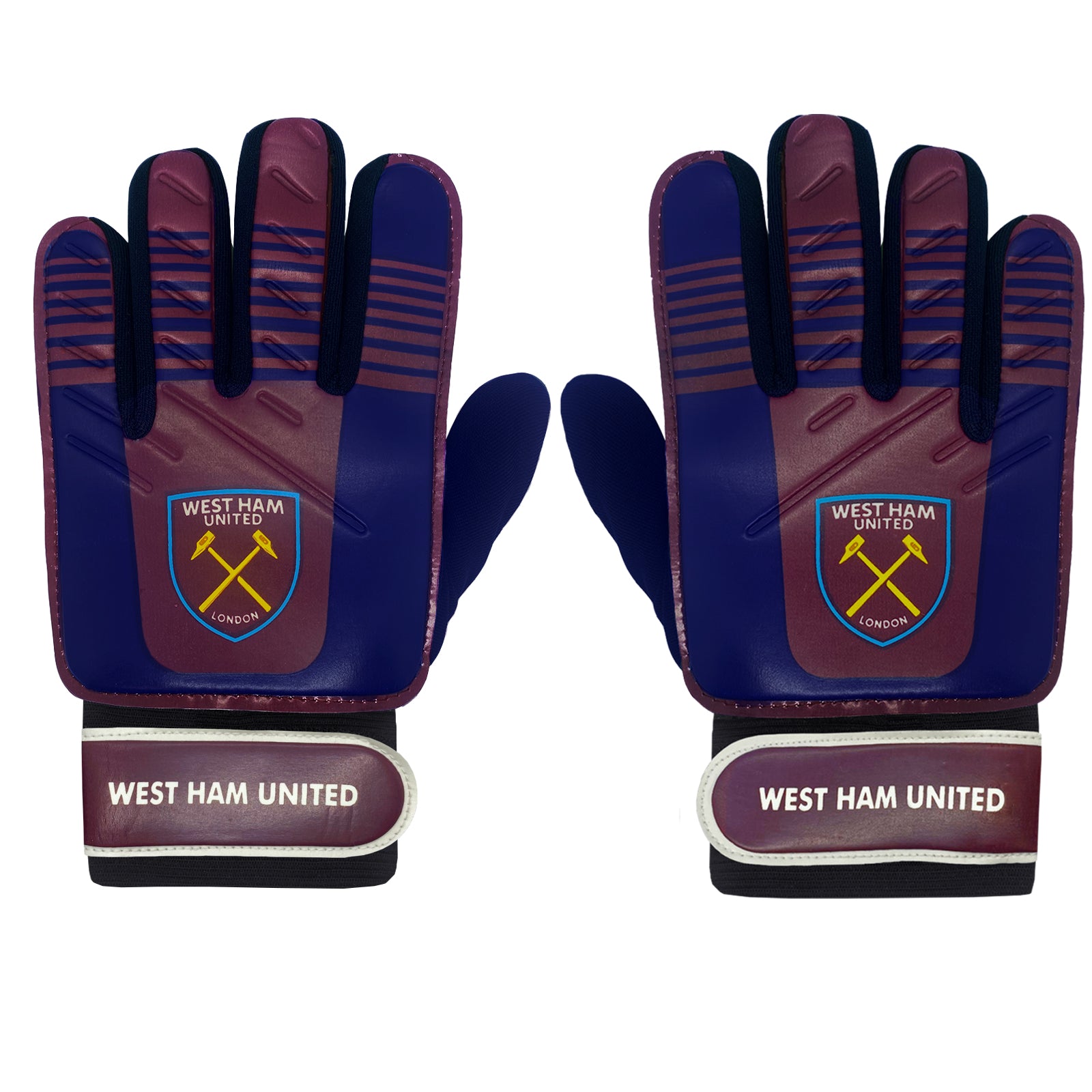West Ham size 4 claret ball with club crest & text. WHUFC crest & text print to each glove.