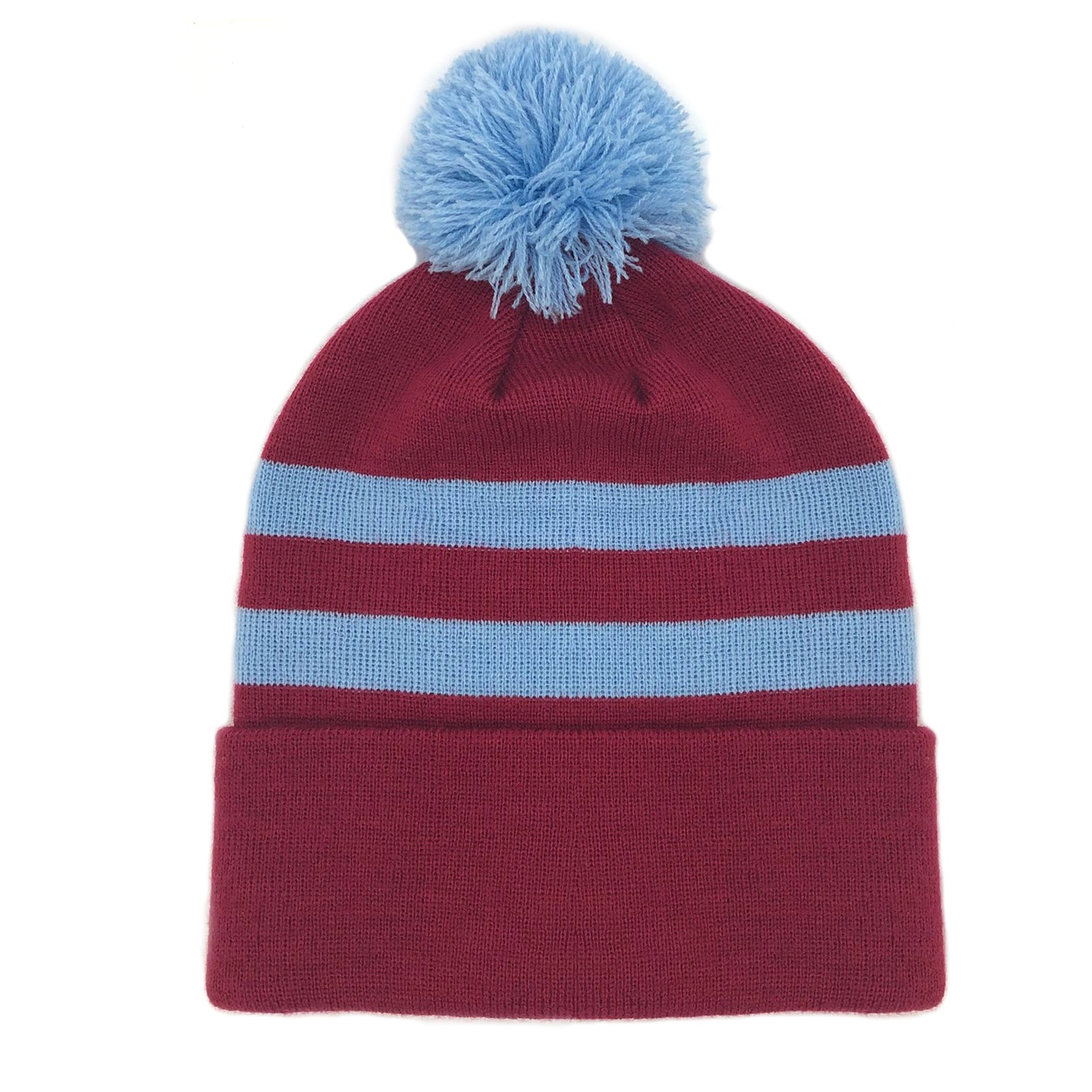 Aston Villa retro knitted bobble hat in claret & blue