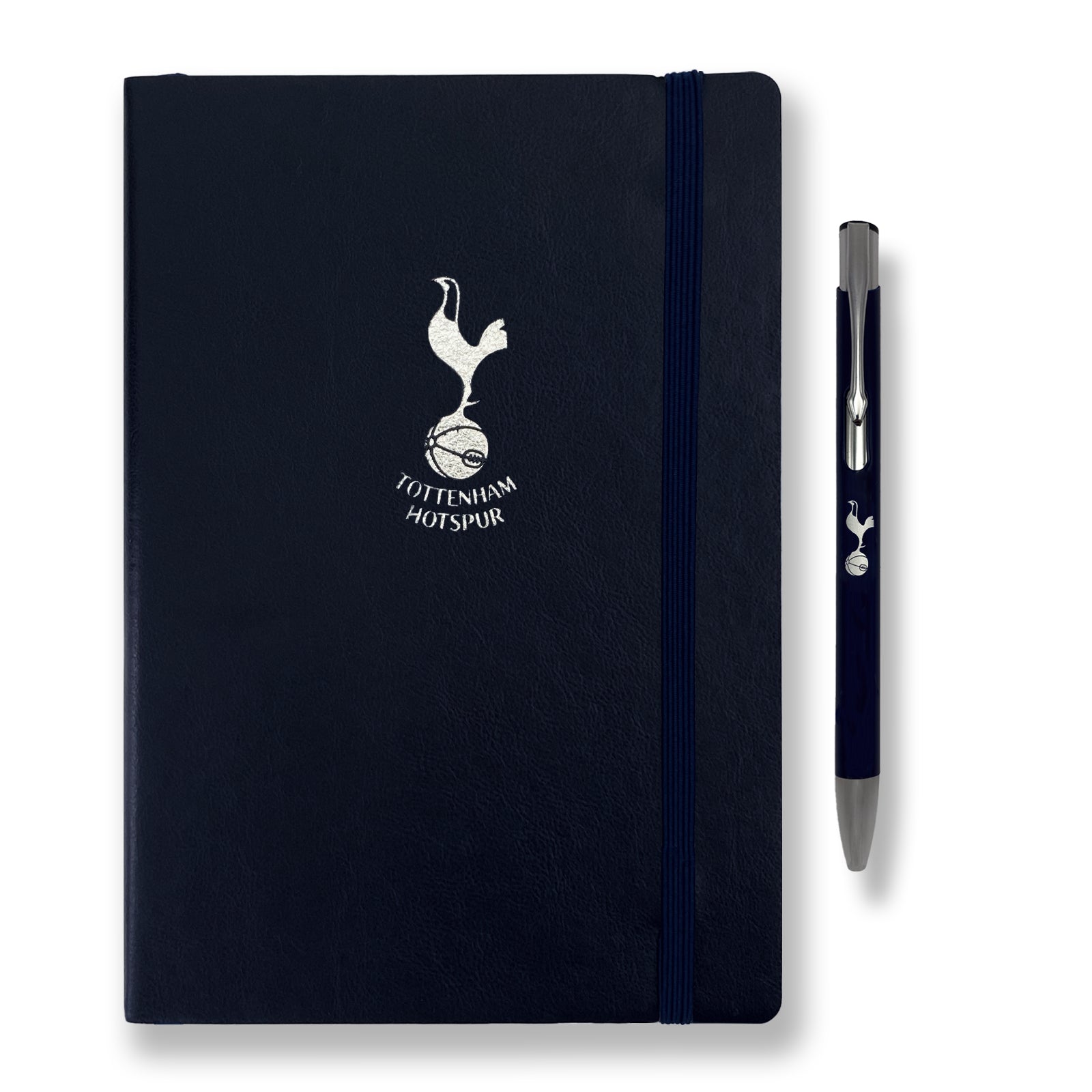 Spurs notebook & pen in navy with silver foil crest in club design gift box.
