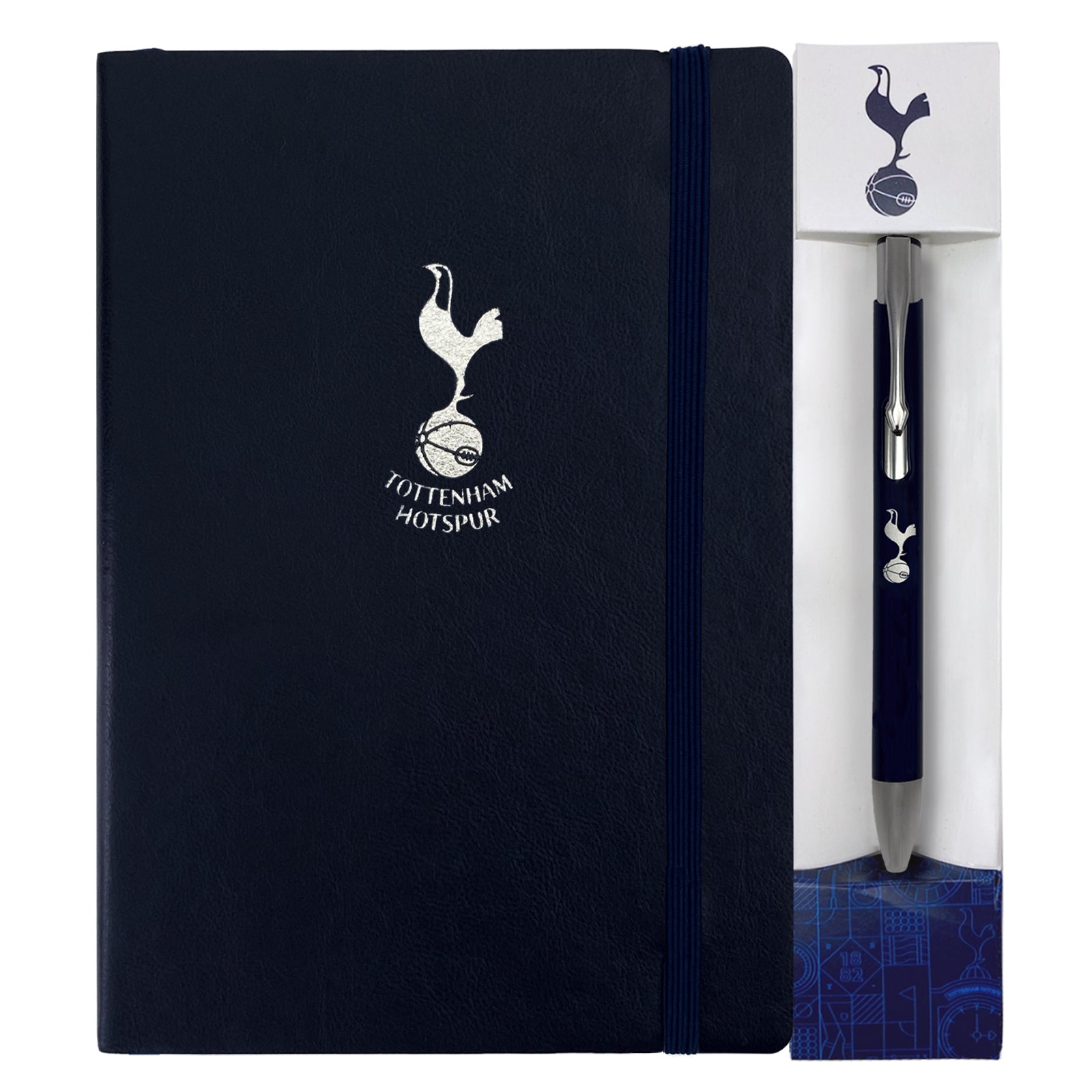 Spurs notebook & pen in navy with silver foil crest in club design gift box.