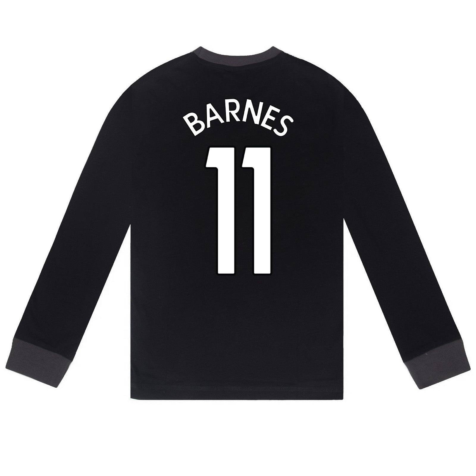 Newcastle Utd kids long pyjamas in black with long sleeve top with graphic crest with long legged bottoms