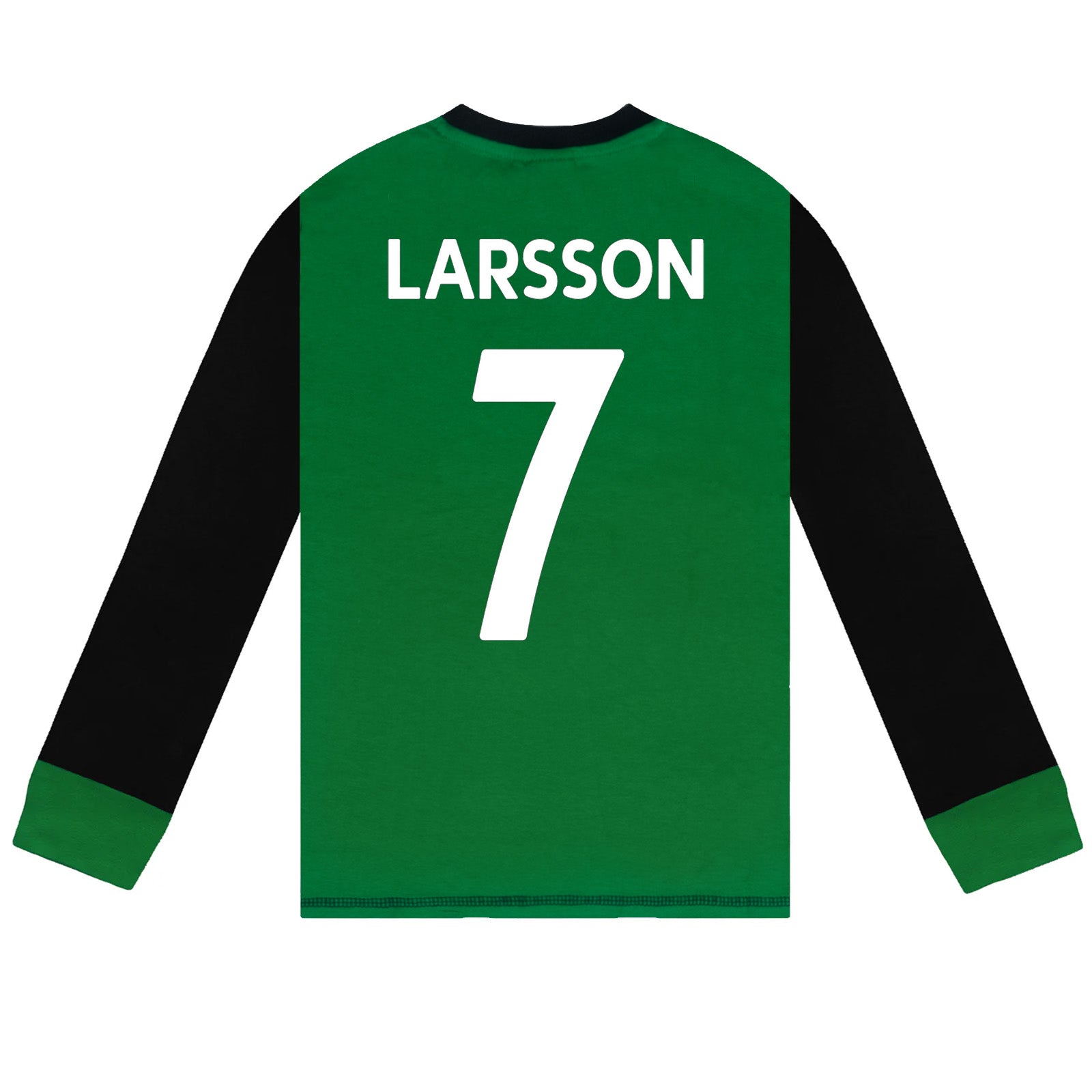 Celtic kids long pyjamas in green. Long sleeve top with graphic and club crest. Long legged bottoms with crest.