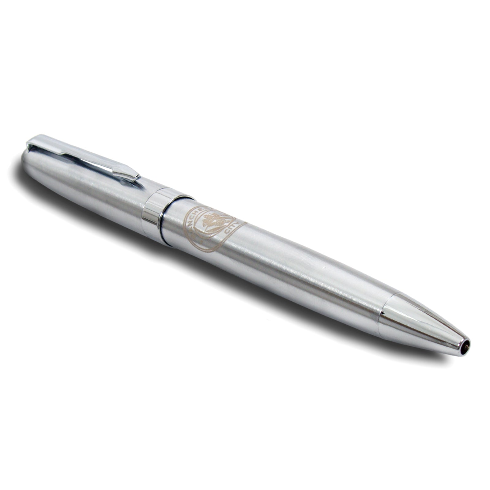 Man City pen and keyring set in silver with club crest in club design gift box