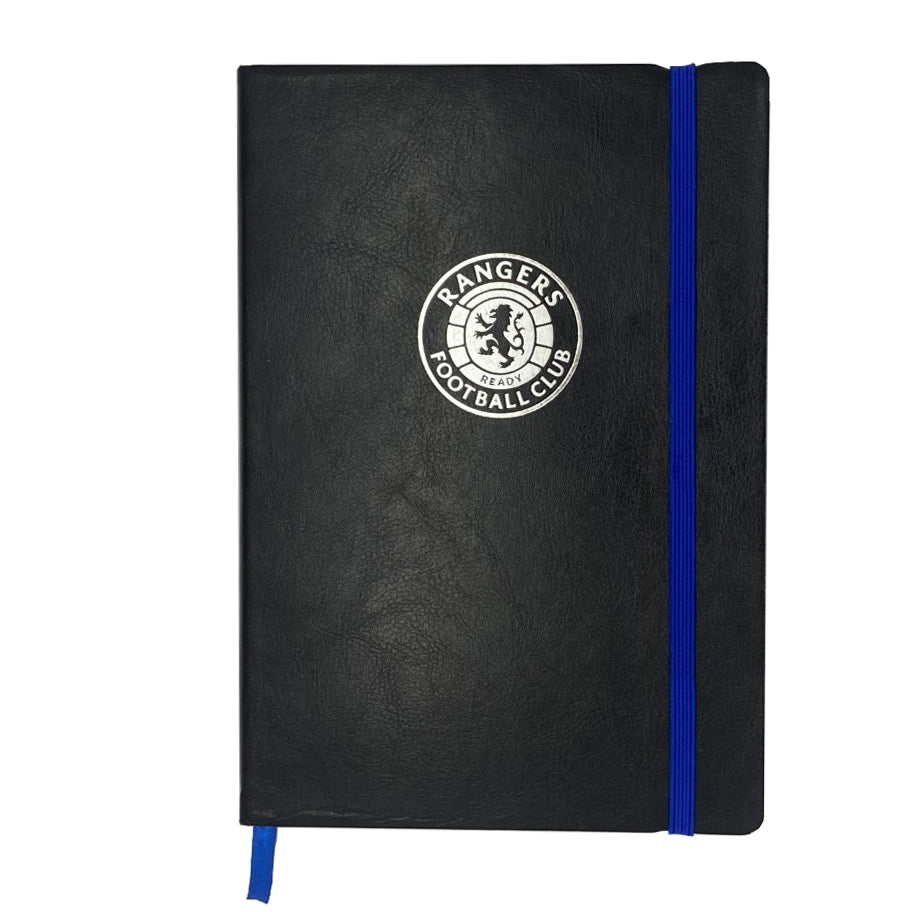 Rangers notebook & pen in black with silver foil crest in club design gift box.
