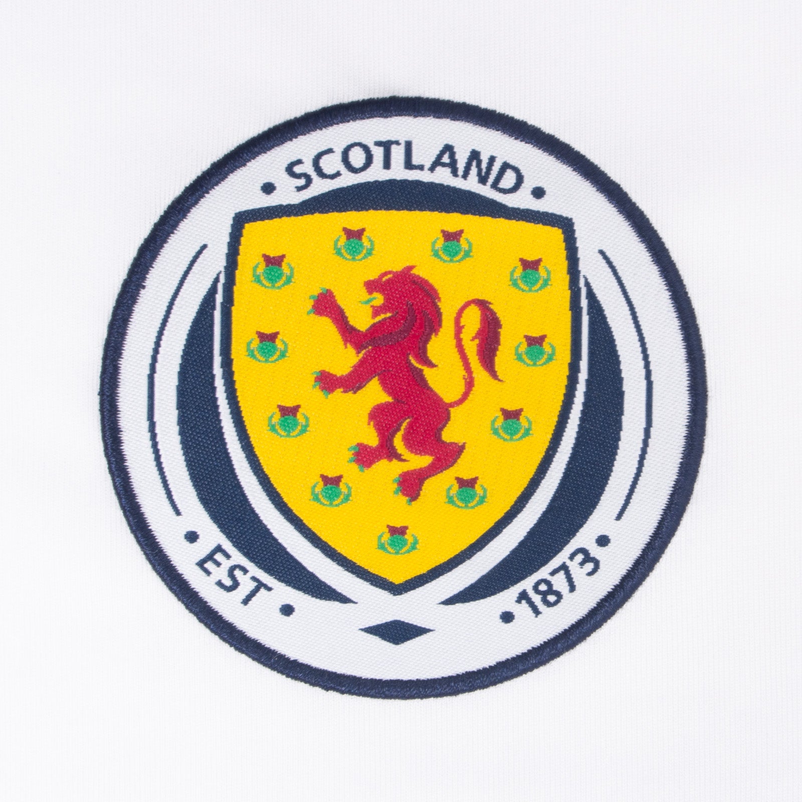 Scotland adults poly T-shirt in navy blue with national crest to chest.