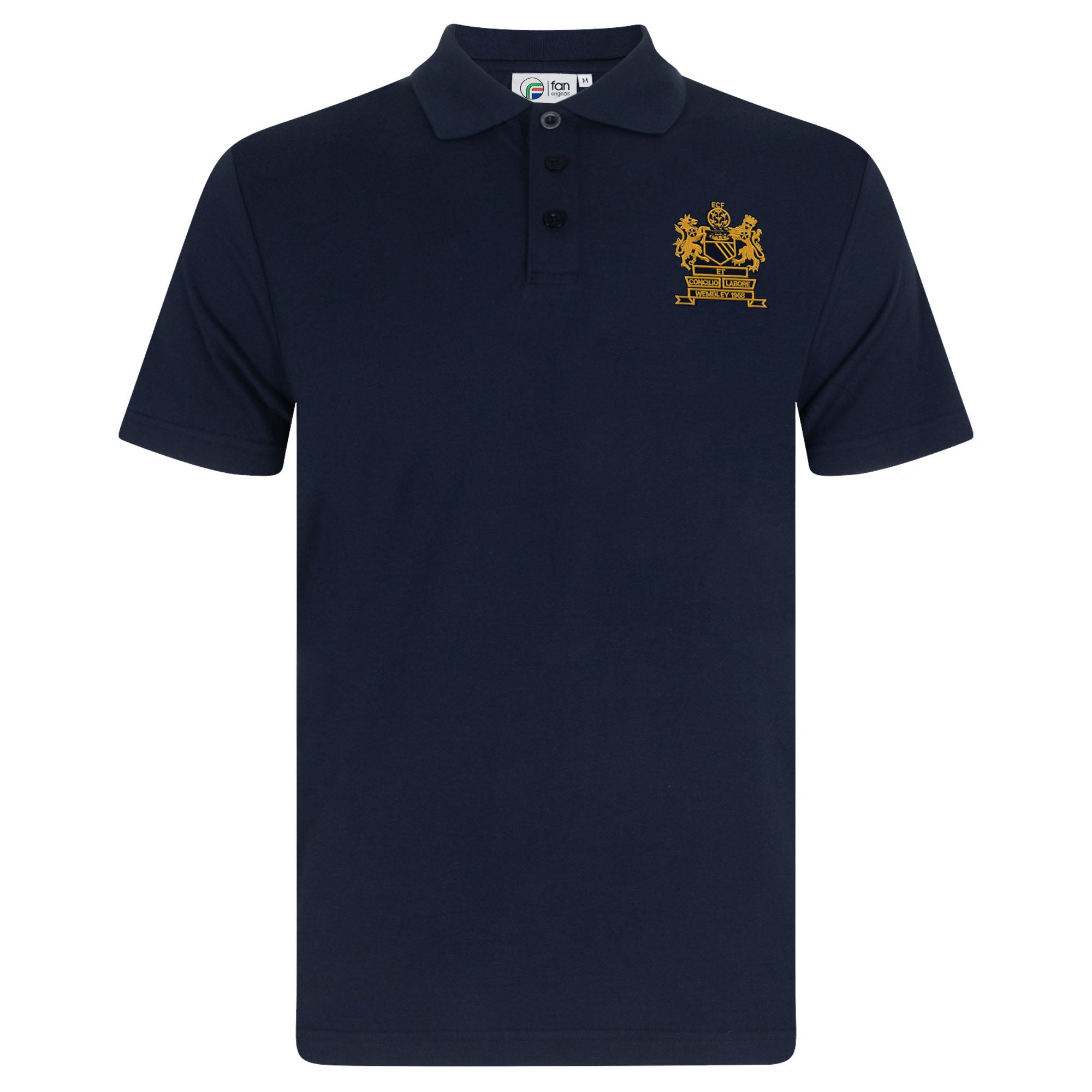 United retro polo shirt in navy with 1968 Wembley embroidered patch