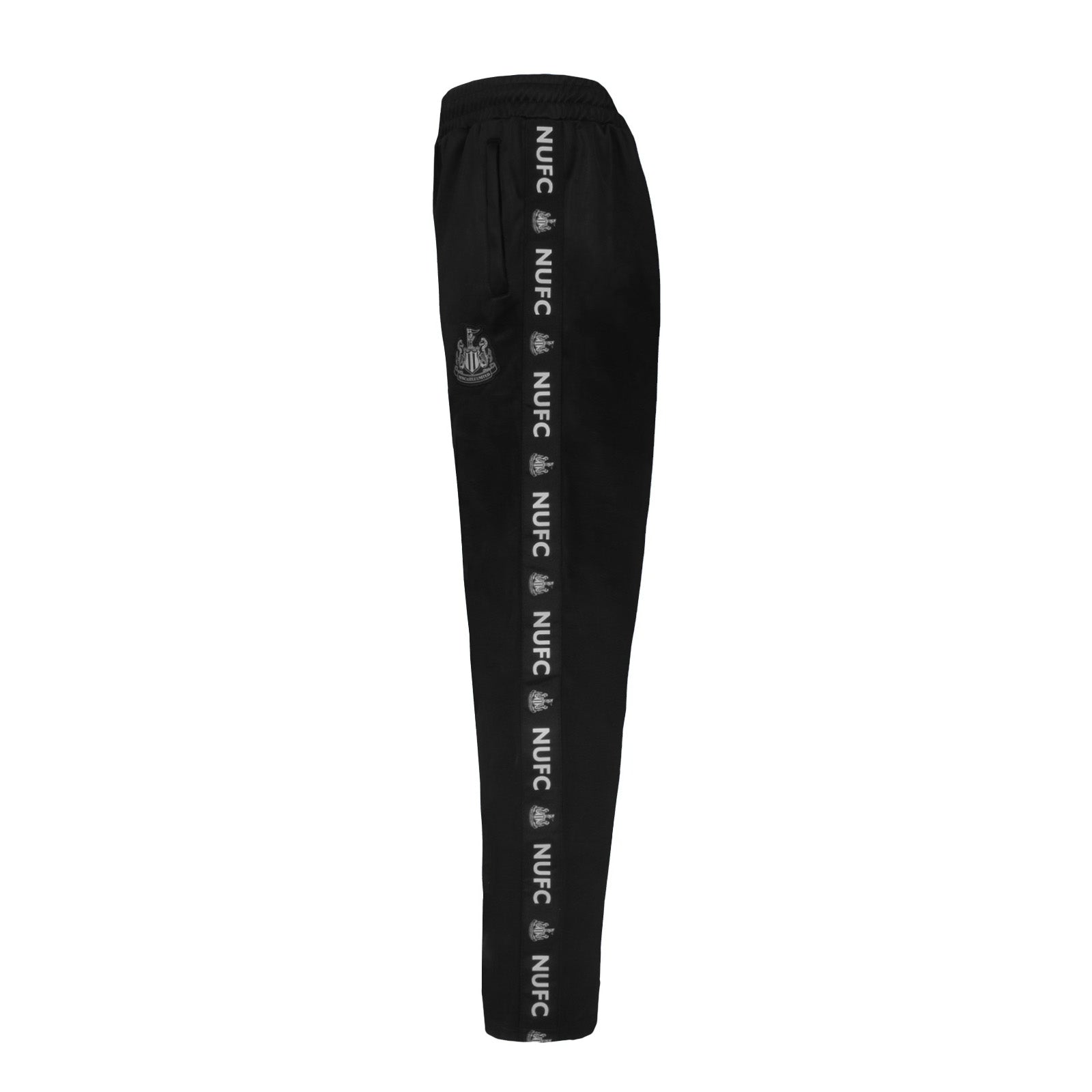 Newcastle United adults taped tracksuit in black with club crest and text to both top & pants