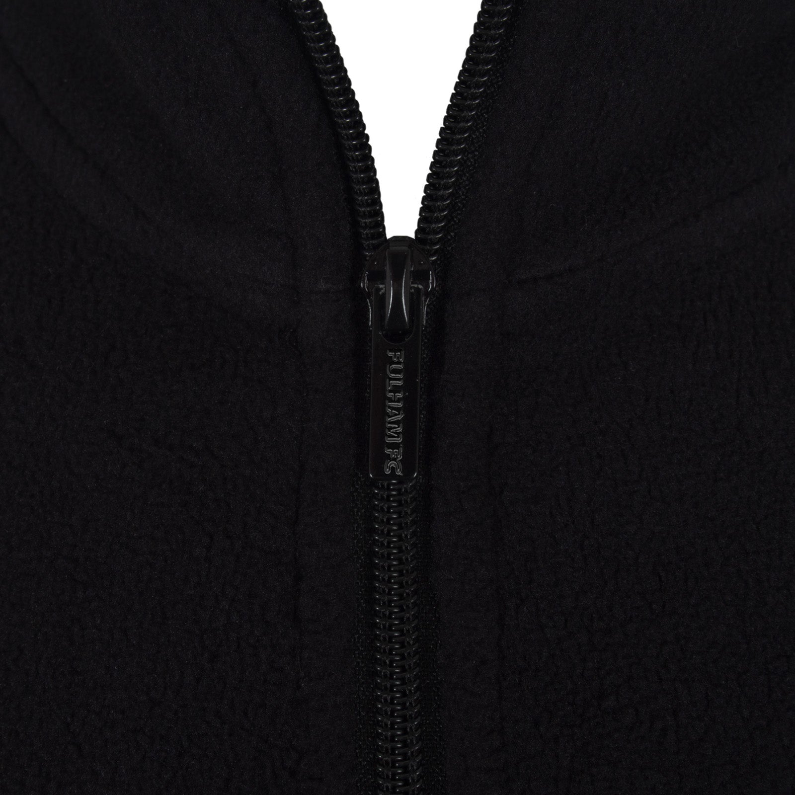 Fulham adults microfleece jacket in black with a woven club crest to chest.