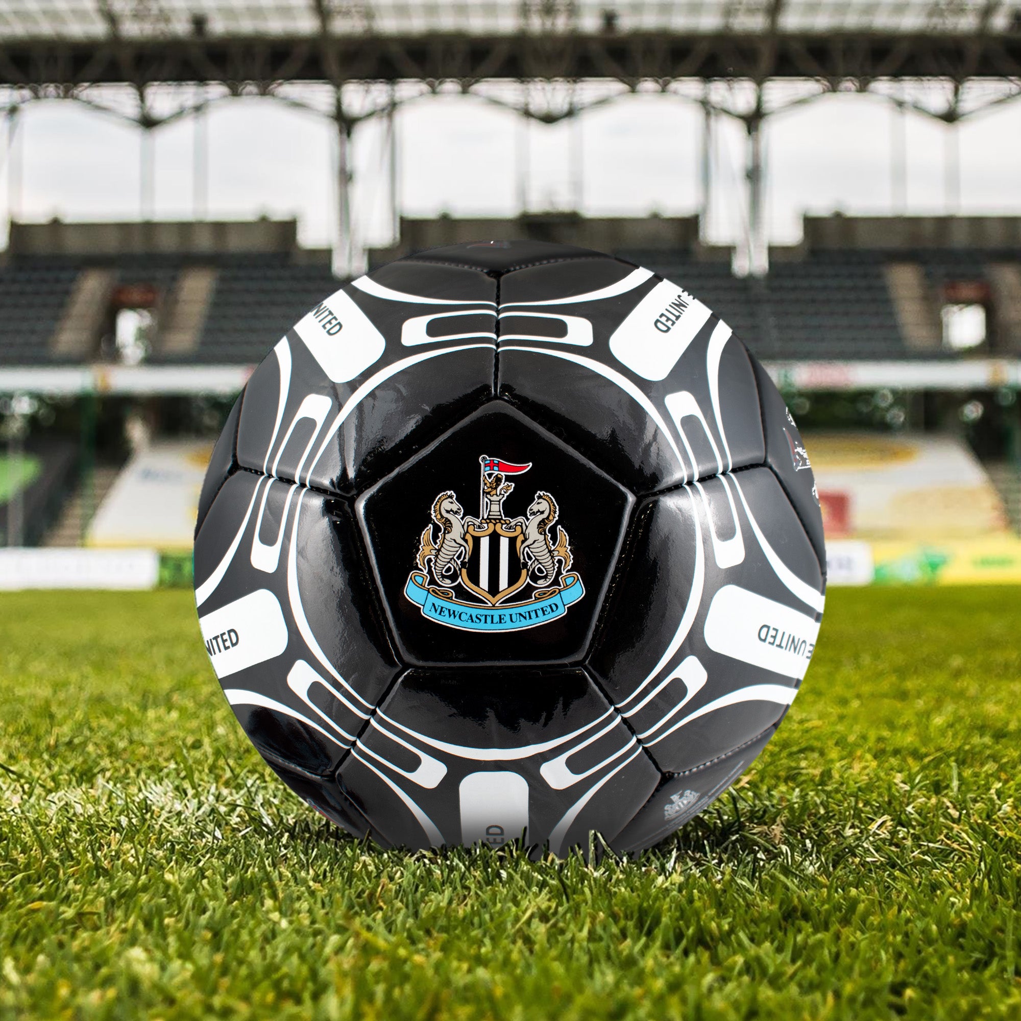 Newcastle United size 4 football in black with club crests & text