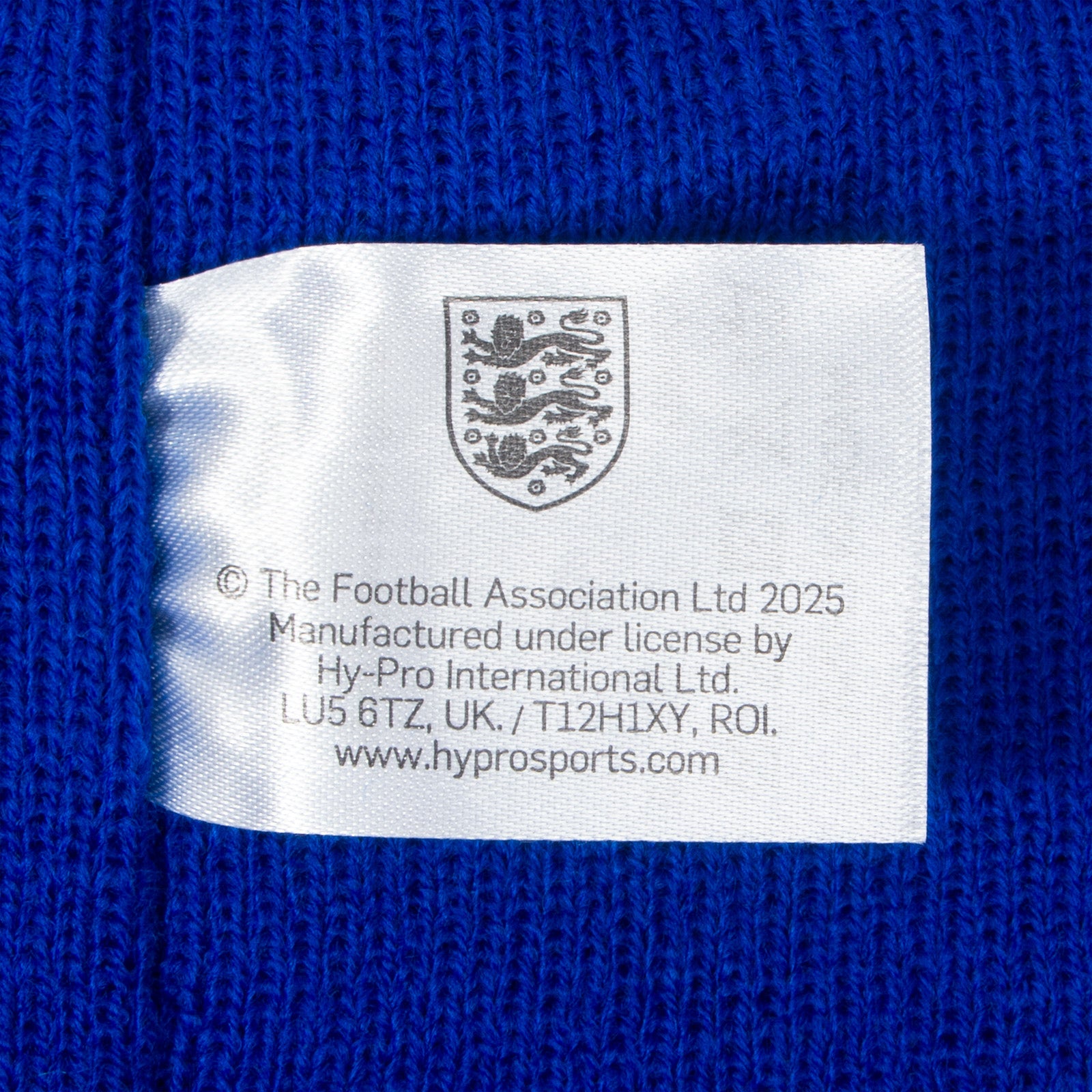 England knitted bobble hat royal blue