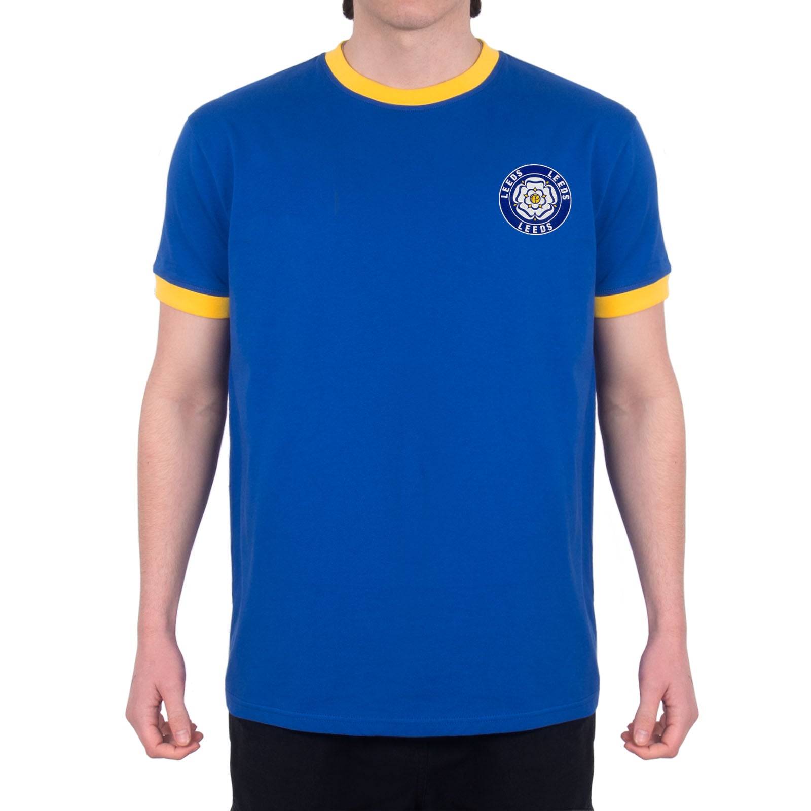 Leeds retro crew neck t-shirt in royal with printed rose crest