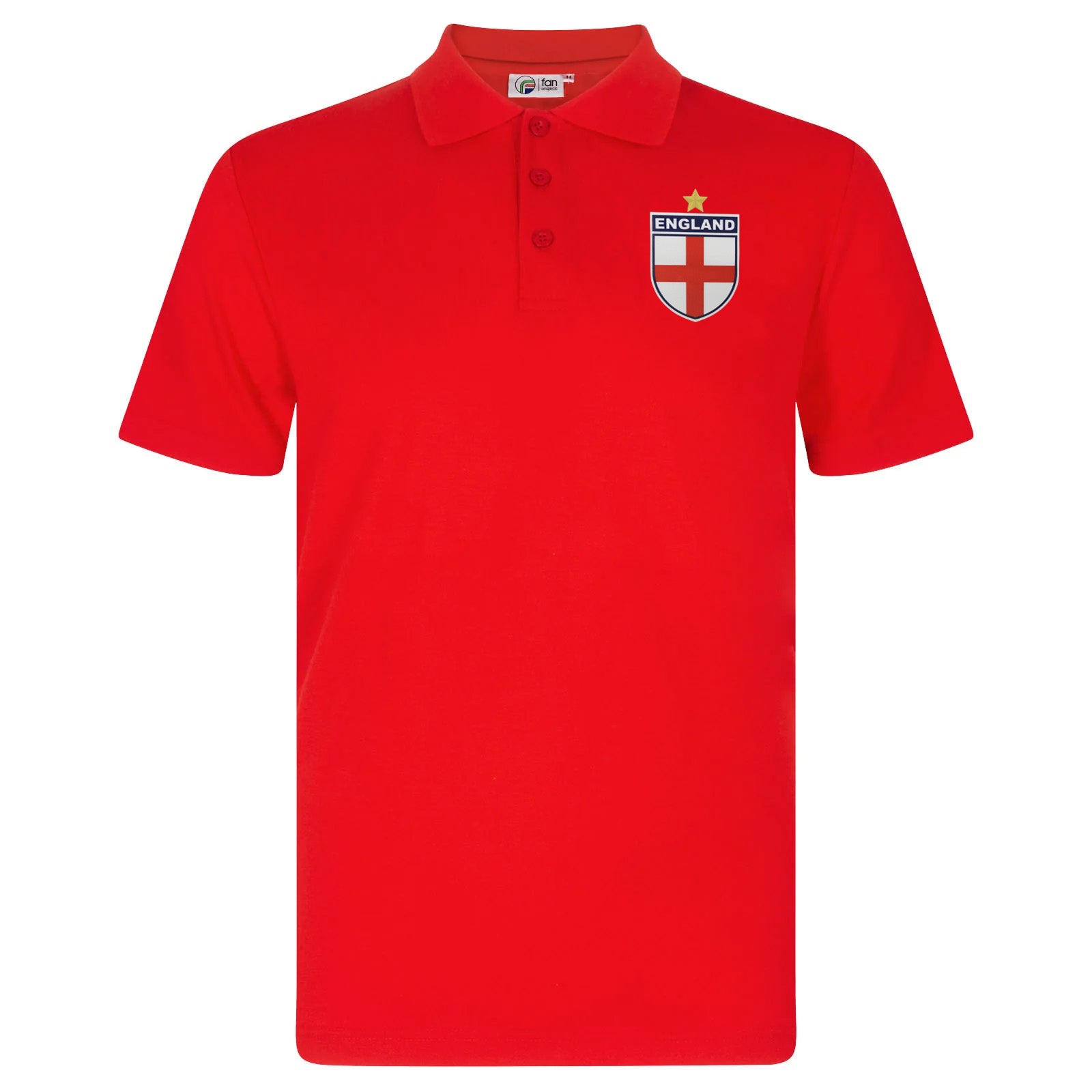 England retro polo shirt in black, navy, red & white with printed logo on the chest