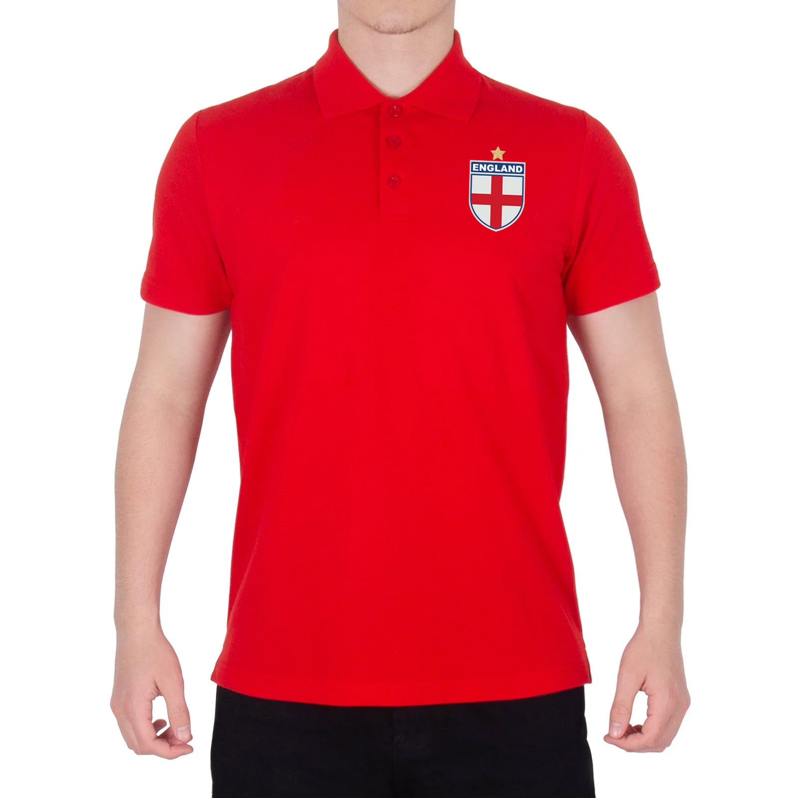 England retro polo shirt in red with printed logo on the chest