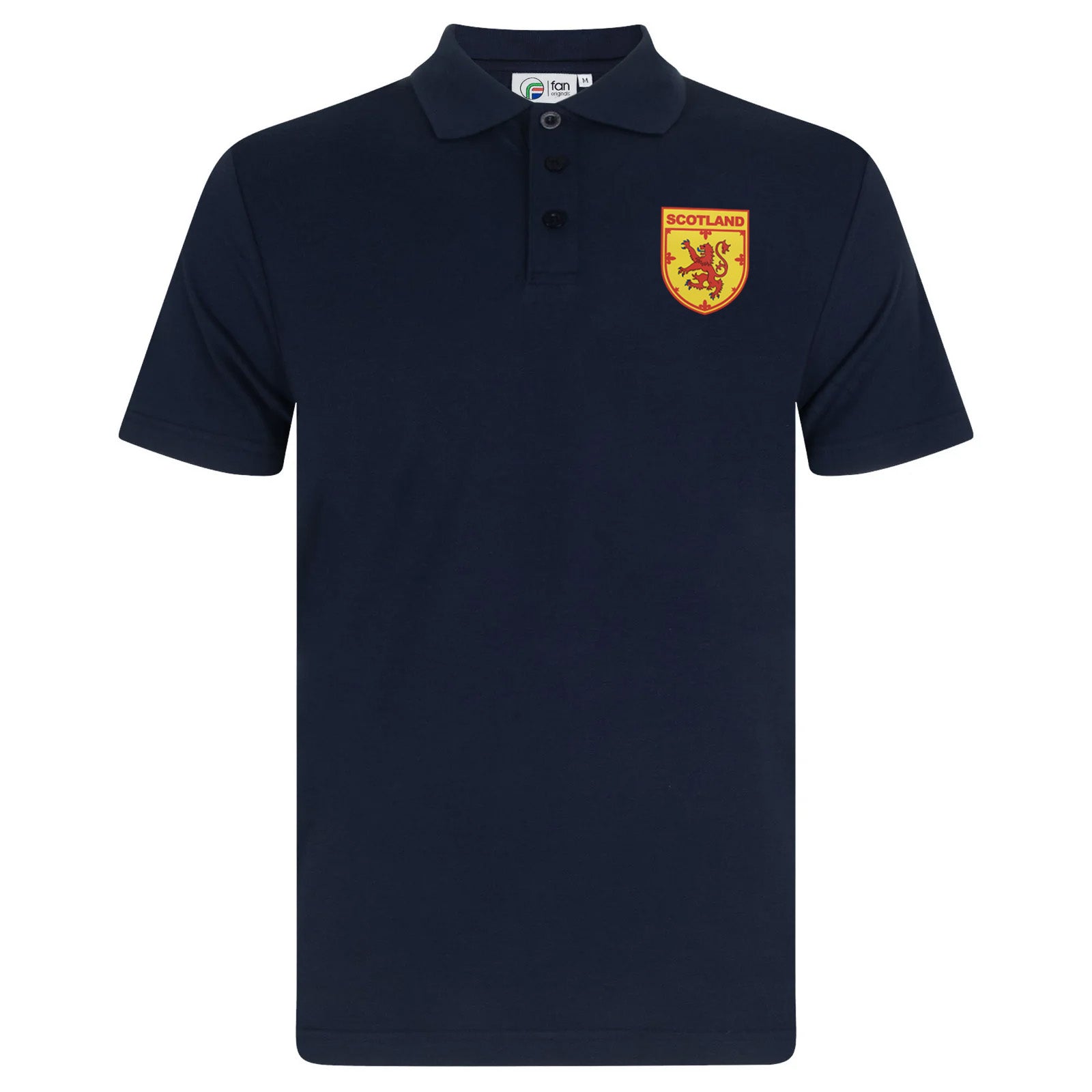 Scotland retro polo shirt in navy with printed lion logo on the chest