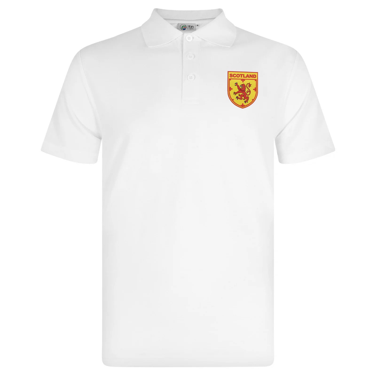 Scotland retro polo shirt in black, navy, royal & white with printed logo on the chest