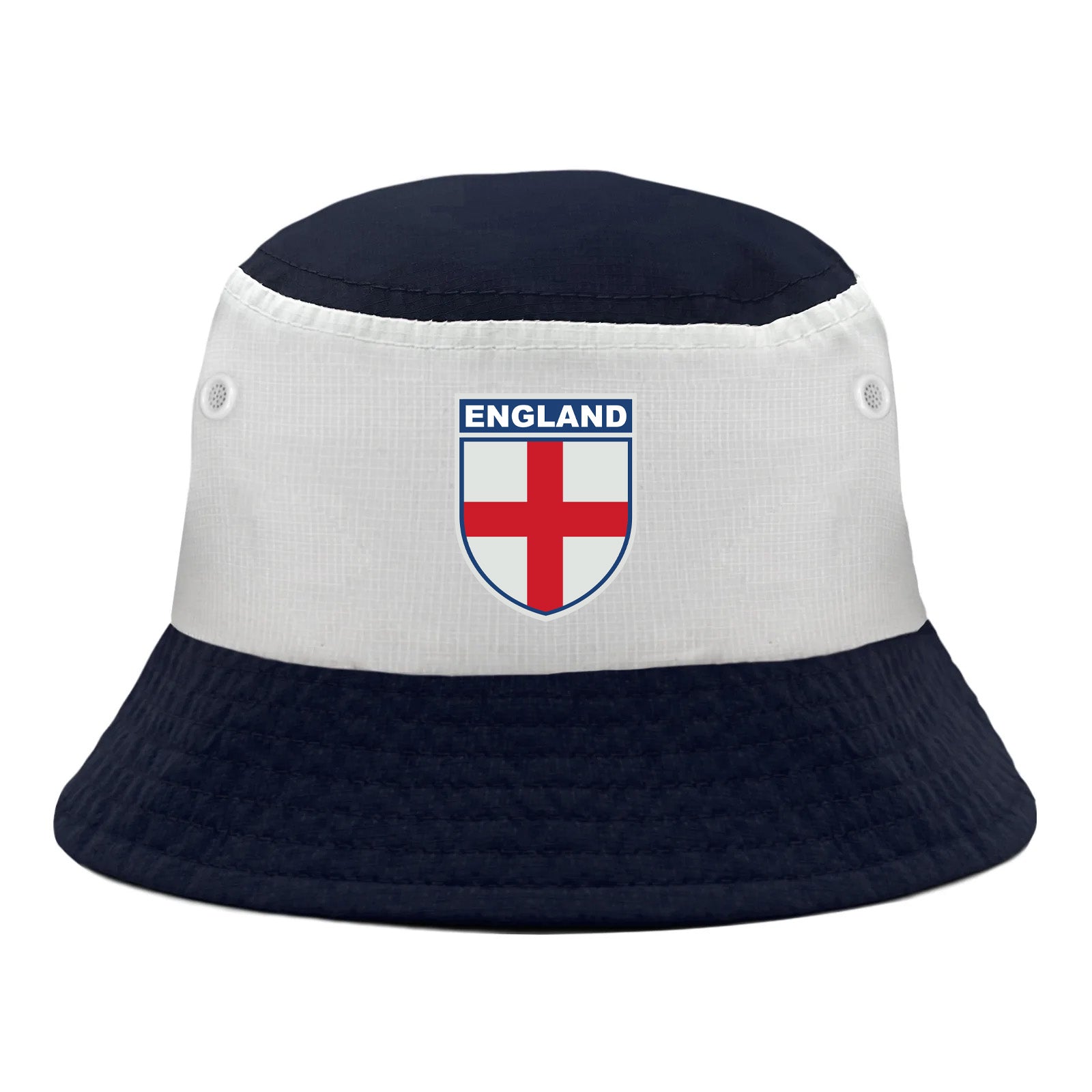 England bucket hat in navy & white with printed crest to the front