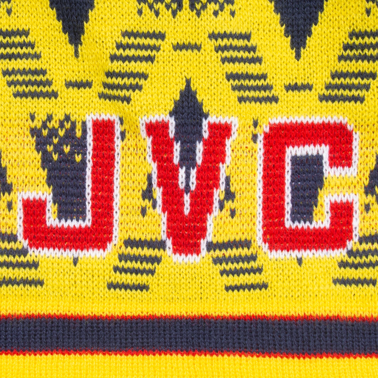 Arsenal retro knitted beanie skully hat in yellow with text to front