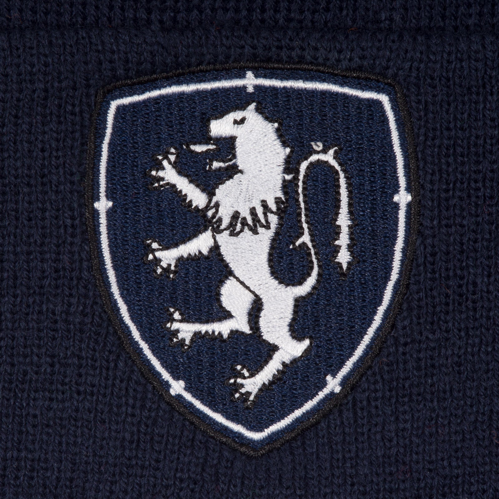 Scotland football retro knitted bobble hat in blue & white