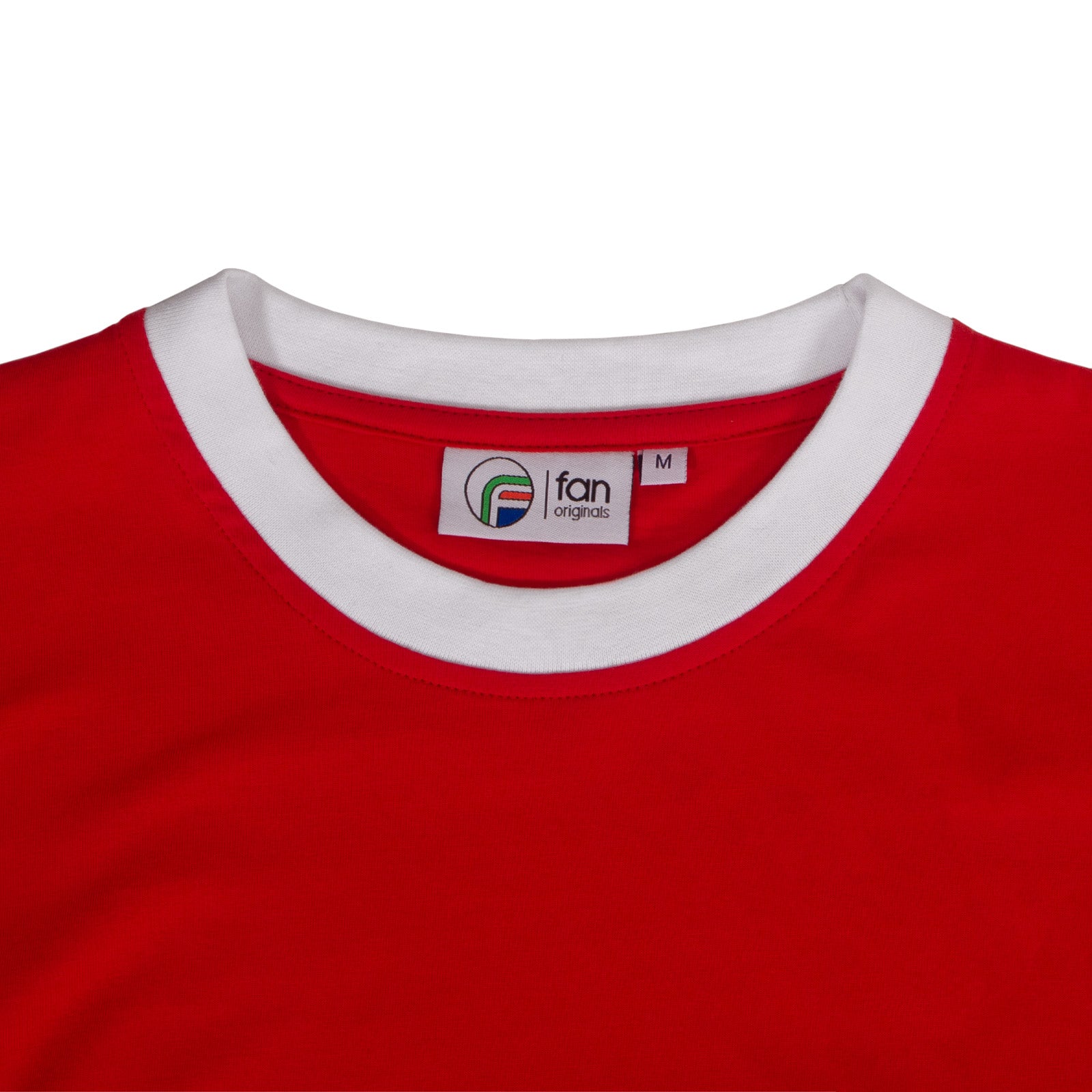 England adults retro ringer t-shirt in white with contrast red trims and logo to chest