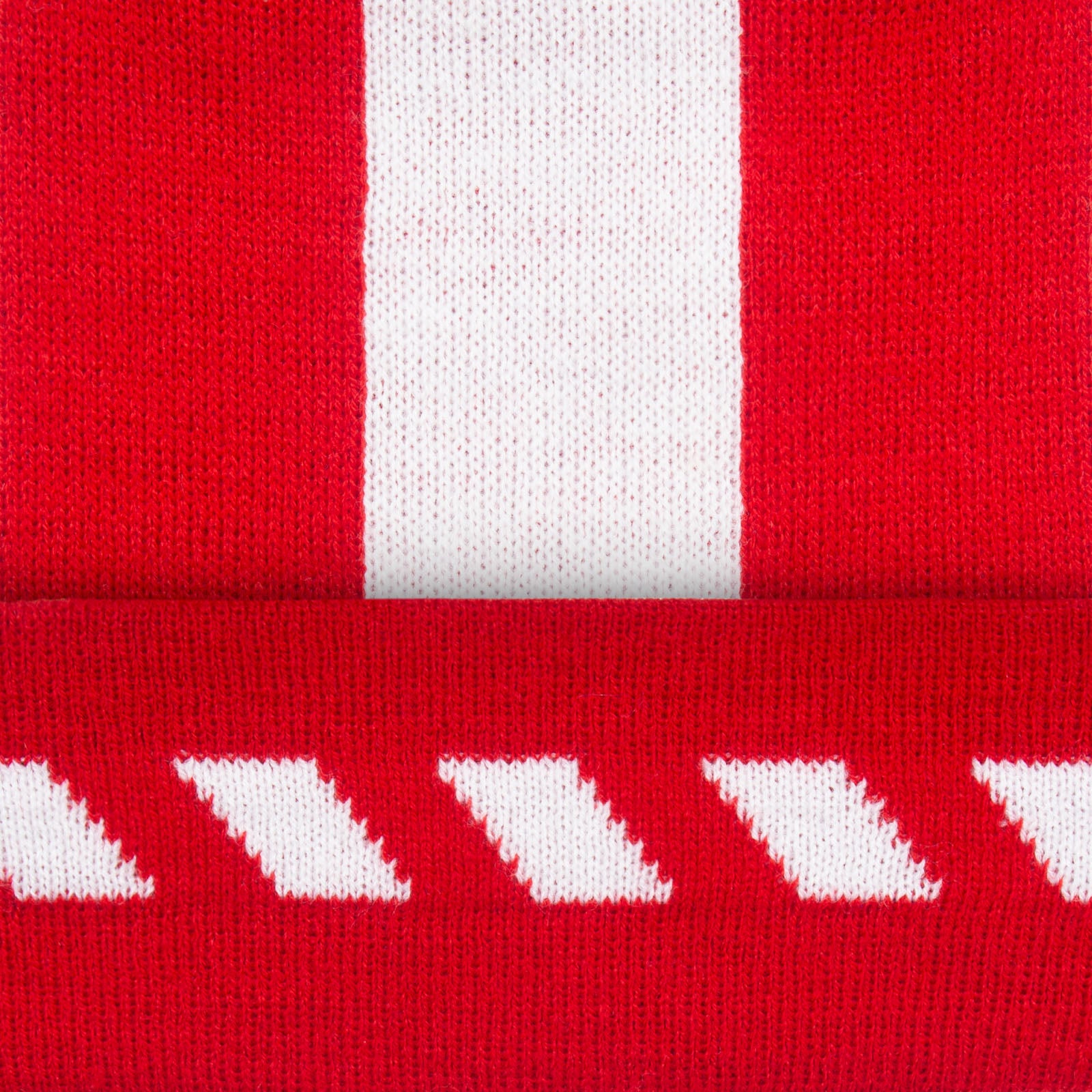 Sunderland retro knitted beanie hat in red, white & black with Vaux text to front