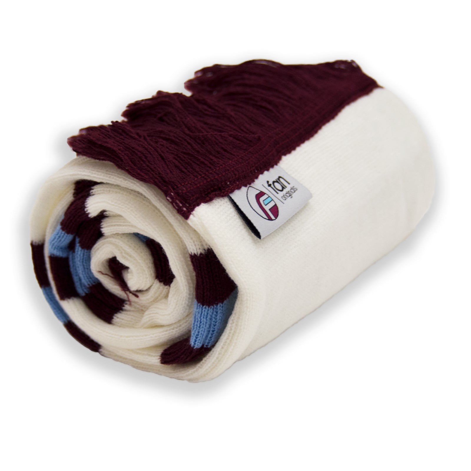West Ham retro football bar scarf in white, claret and blue