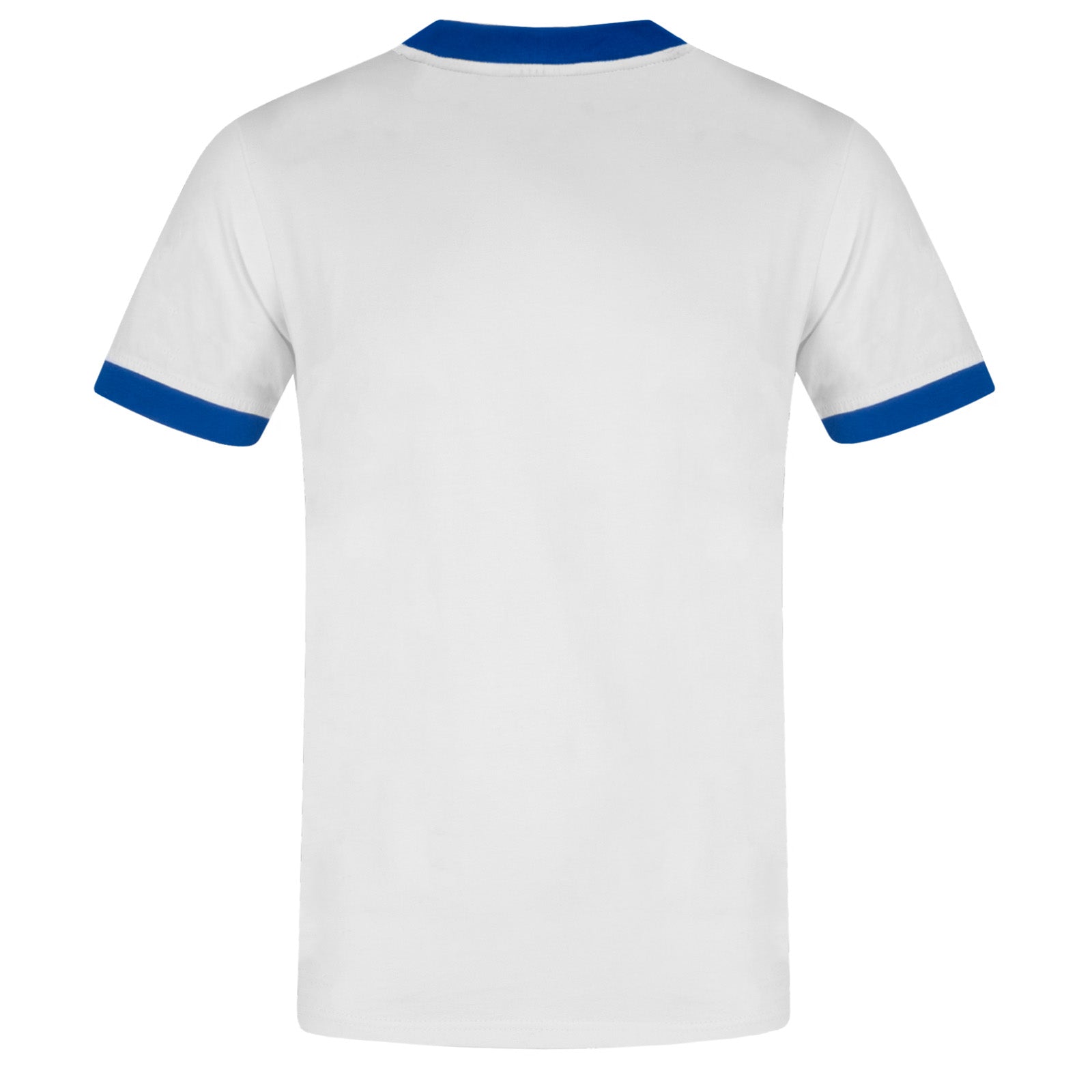 Scotland adults retro ringer v-neck t-shirt in white with contrast blue trims and logo to chest