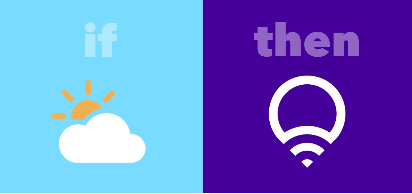 IFTTT Recipe: If it begins to rain, change lights to pink connects weather to lifx