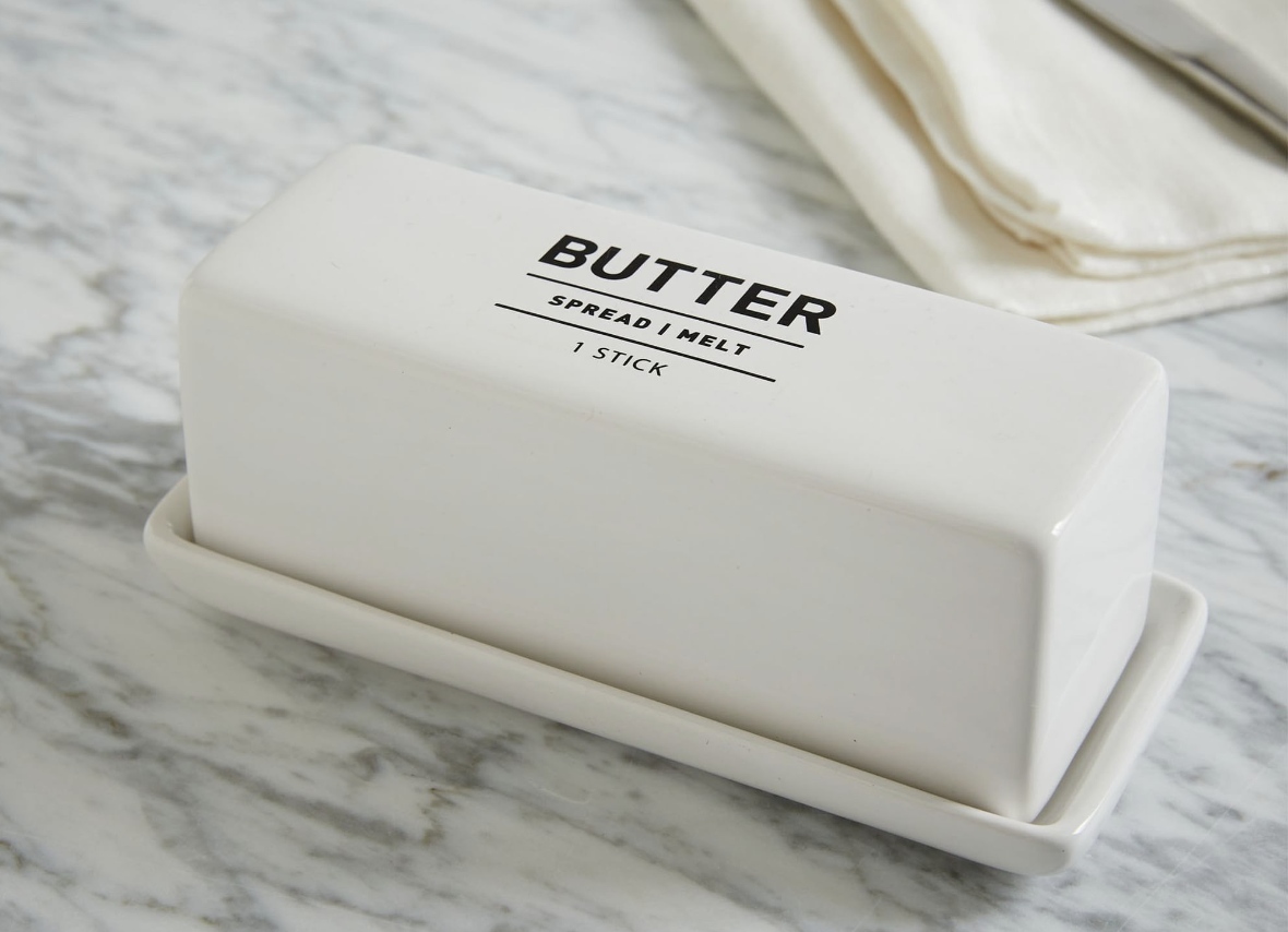 butter dish on table