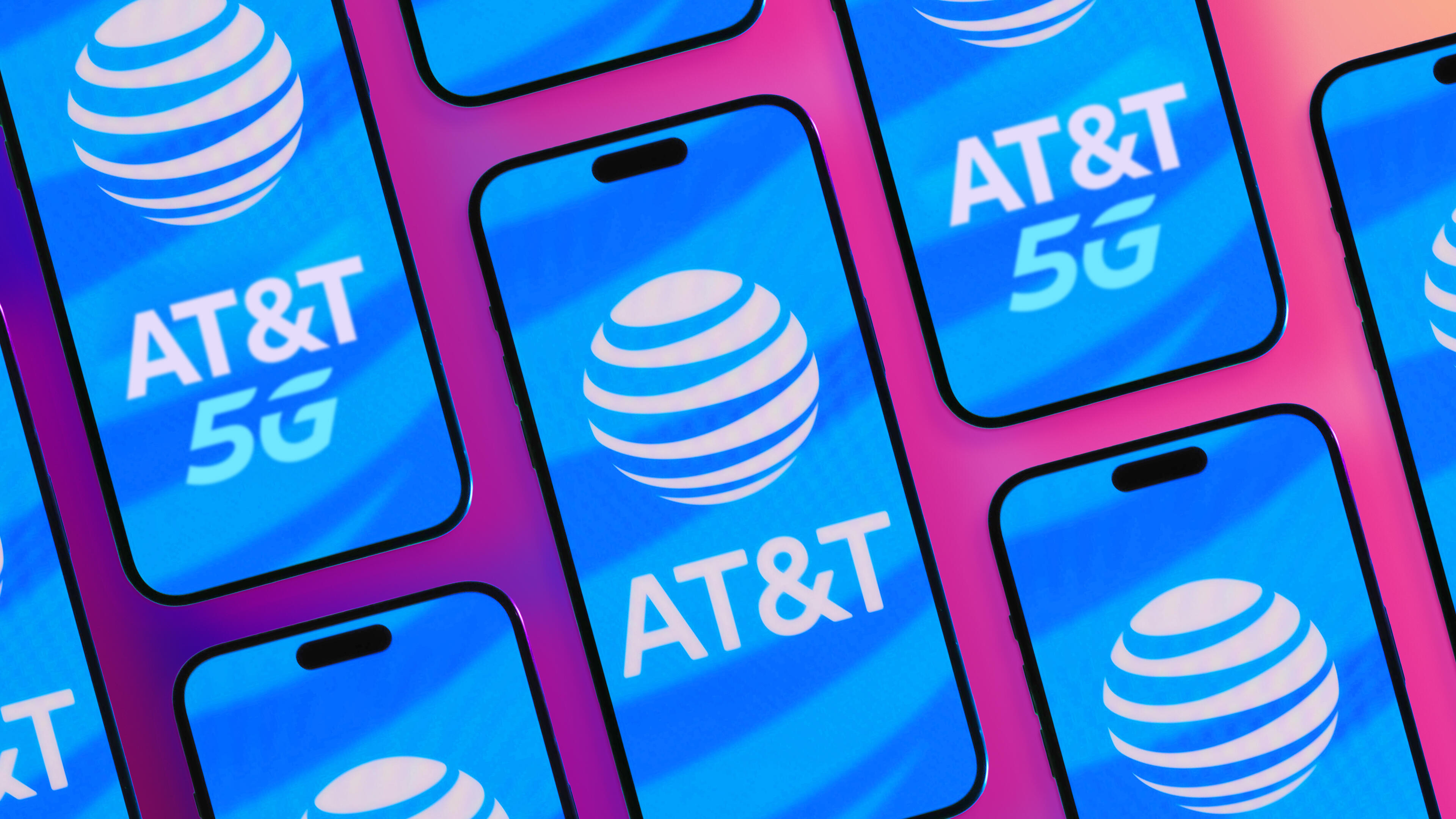 Tiled AT&T logo on a blue background on a phone screen