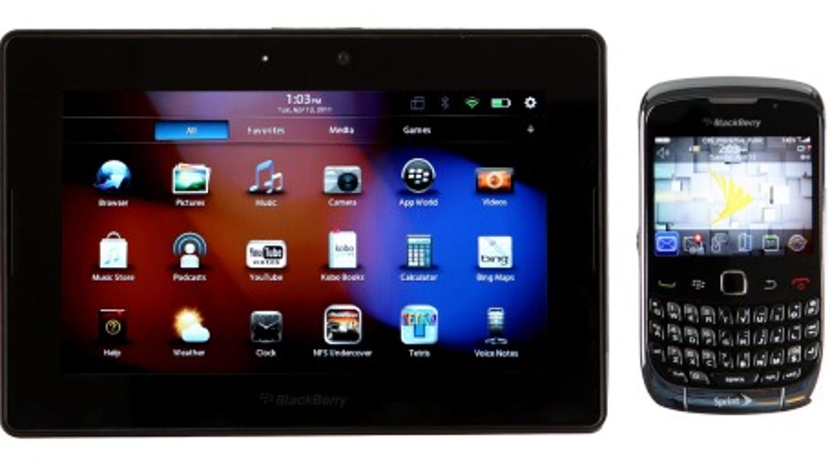 A "bridge" app allows the new BlackBerry PlayBook tablet to connect to a BlackBerry smartphone to access e-mail and a 3G data connection.