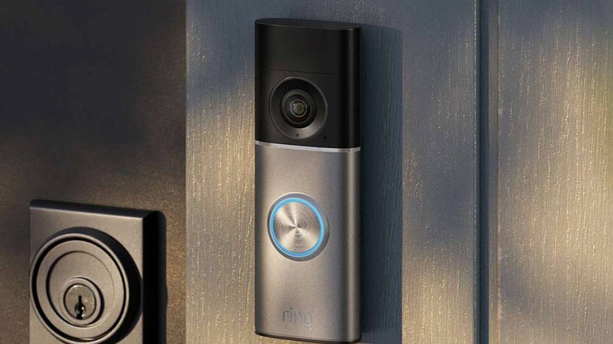 A Ring Doorbell Camera is mounted to the side of the pictured door.