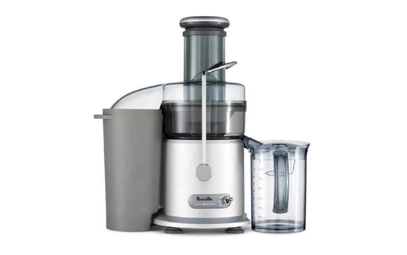 A grey and silver juicer