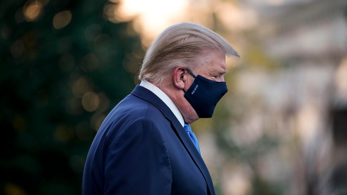 US President Donald Trump leaves the White House for Walter Reed National Military Medical Center on Oct. 2. Trump and first lady Melania Trump have both tested positive for the coronavirus.