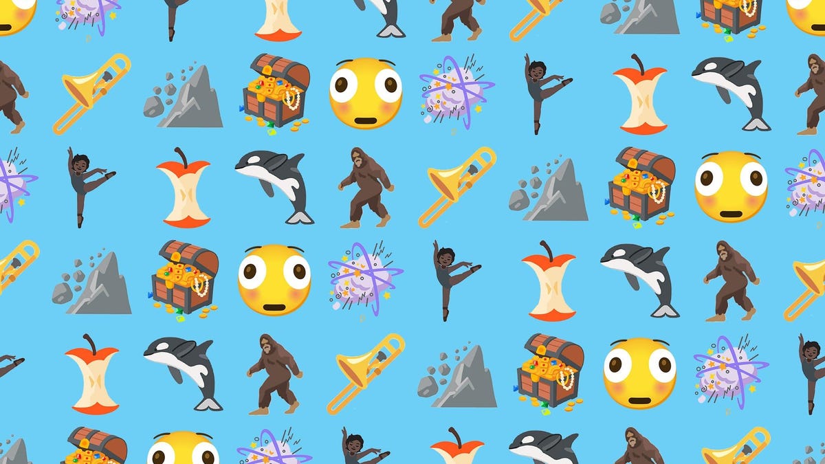Different emoji showing Sasquatch, orca, a ballet dancer and more