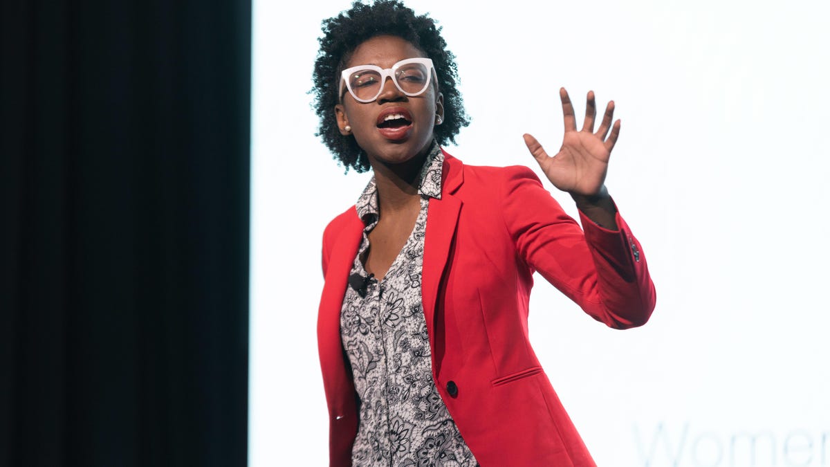 Joy Buolamwini at Women Transforming Technology conference