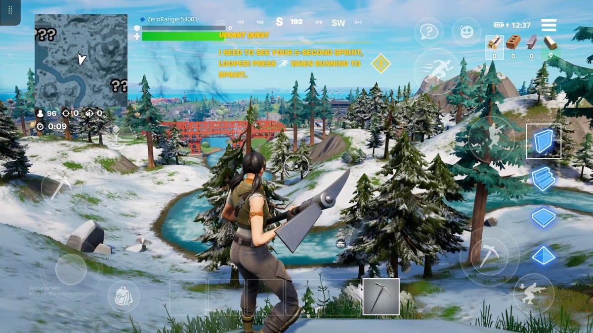 Fortnite gameplay on the iPad
