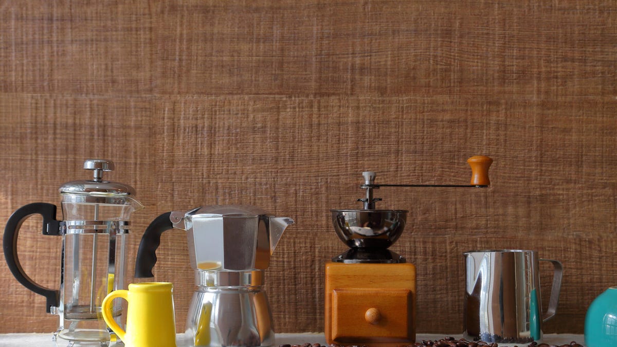 assorted coffee gadgets on table