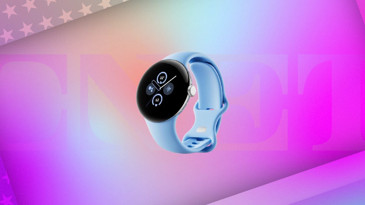 Google Pixel Watch 2 on green background