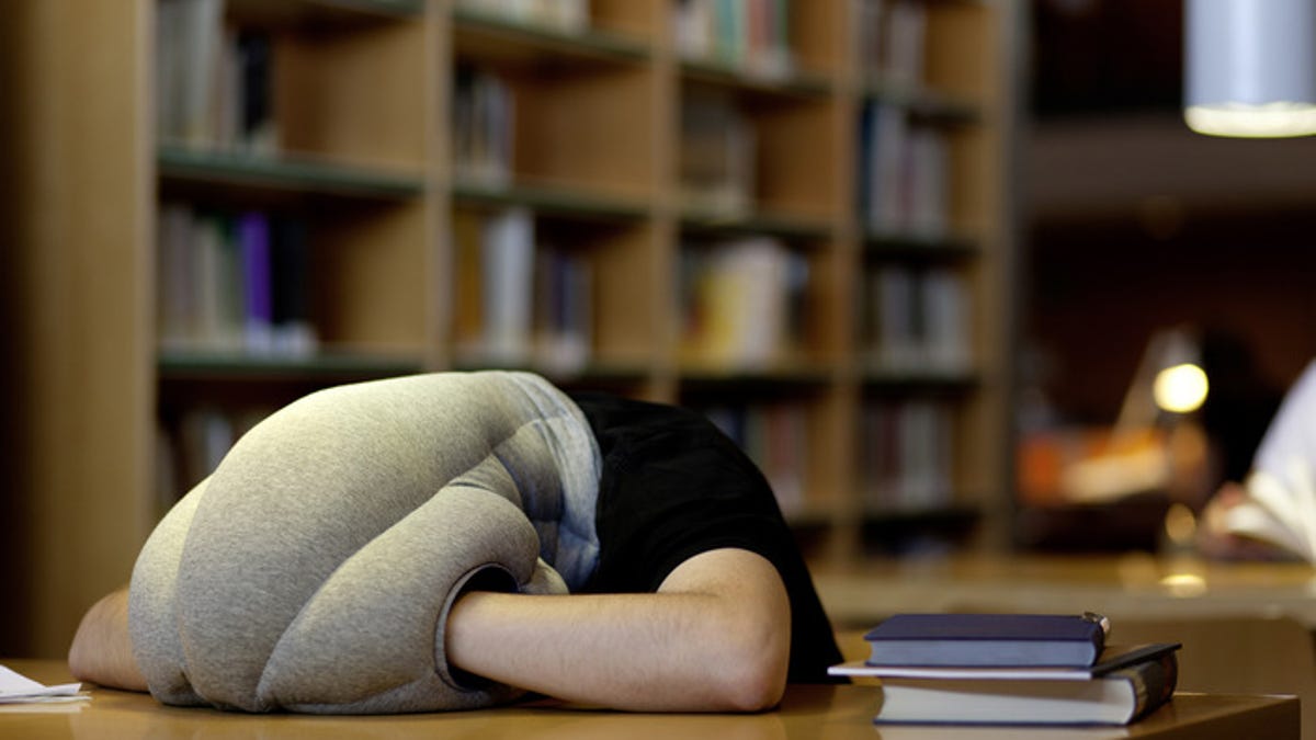 Ostrich Pillow in use
