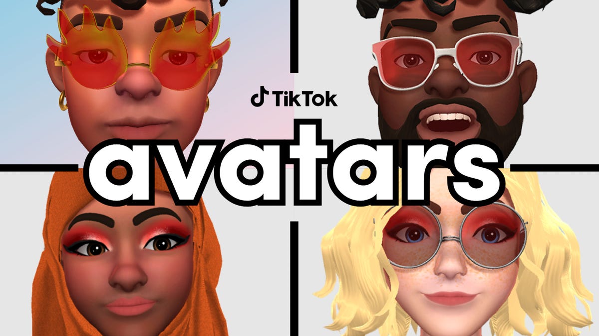 Four TikTok avatars, three wearing sunglasses and one wearing a hijab