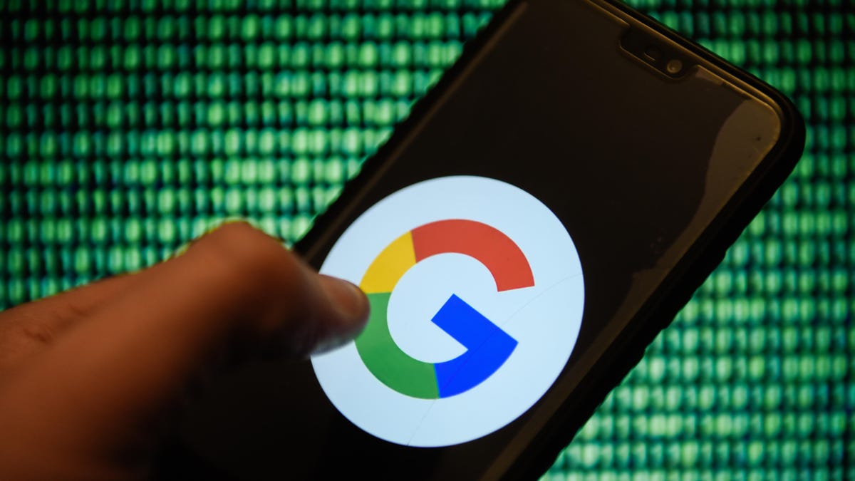 Google logo is seen on an android mobile phone