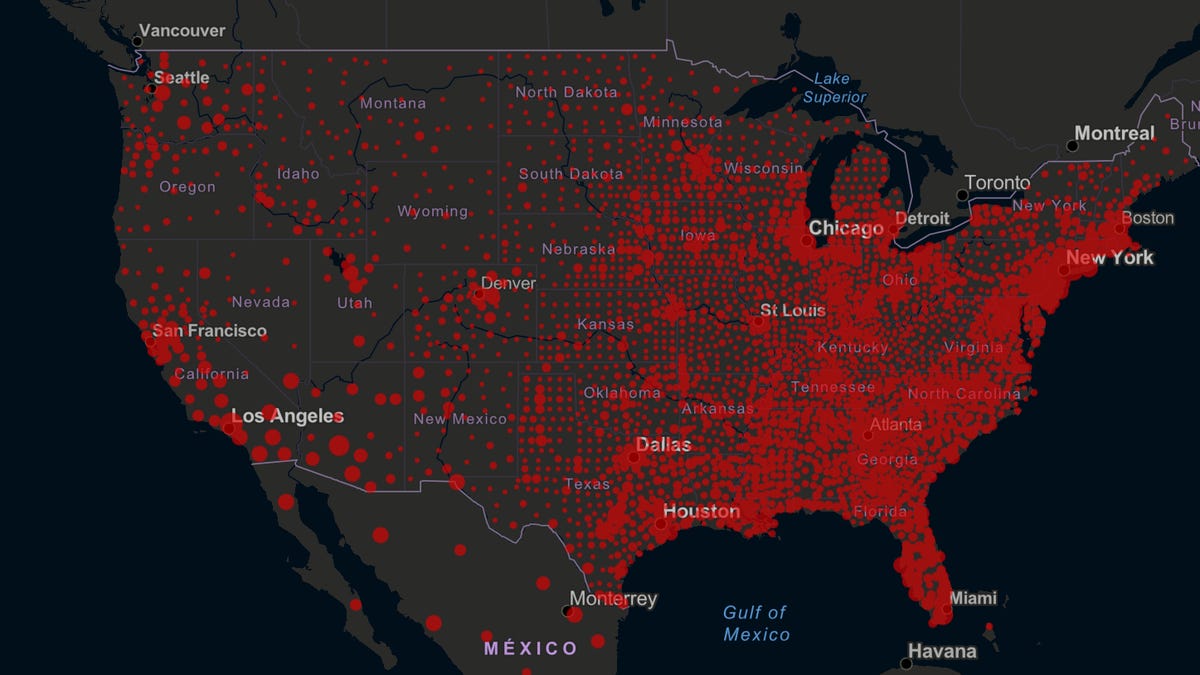 COVID coronavirus map US
